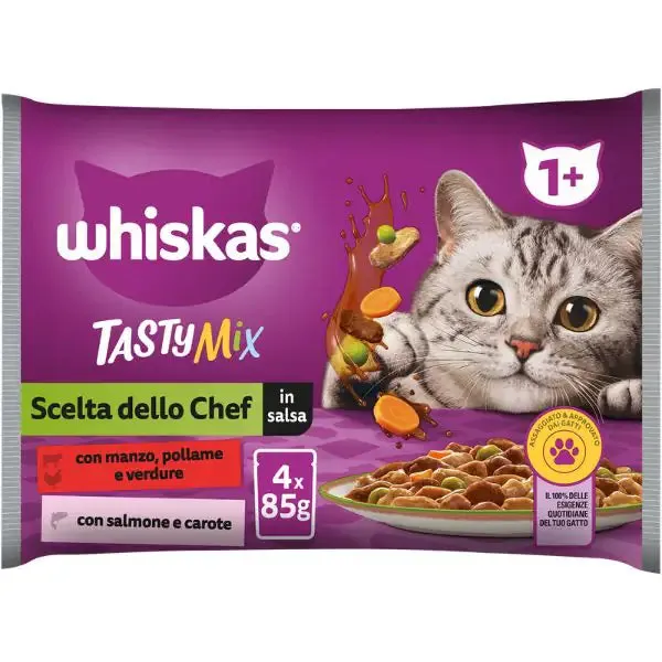 Whiskas Tasty Mix Multipack 4 pezzi da 85 gr Scelta dello Chef - immagine 1