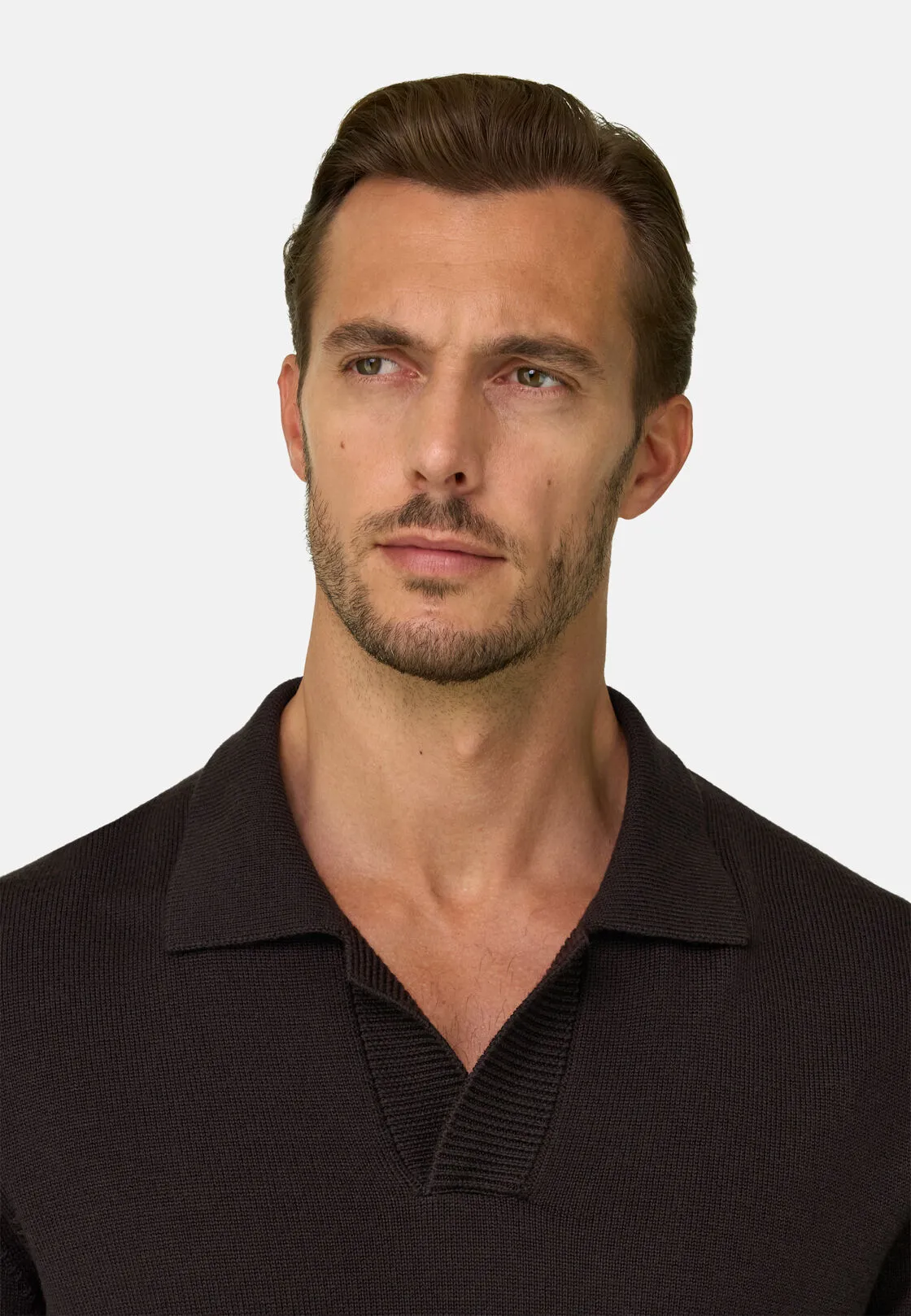 Boggi, Polo Di Maglia In Lana Merino Extrafine, Uomo, Marrone scuro, Taglia: S - immagine 3