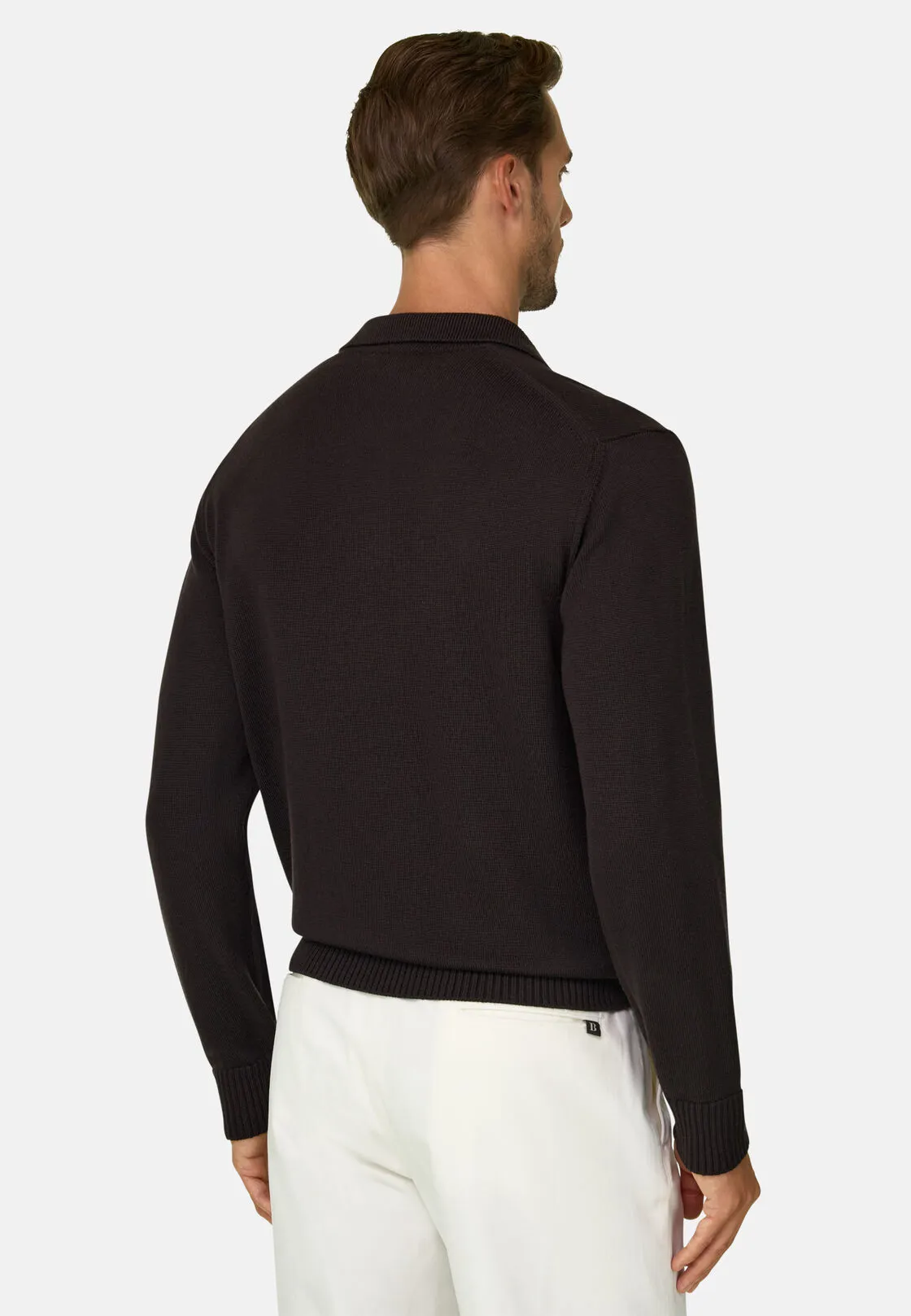 Boggi, Polo Di Maglia In Lana Merino Extrafine, Uomo, Marrone scuro, Taglia: S - immagine 4