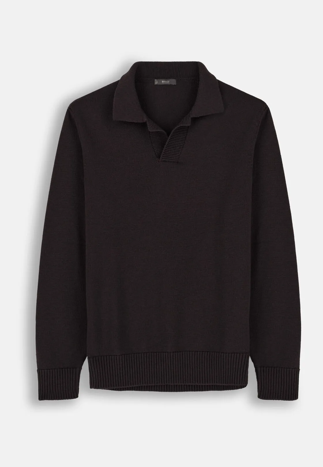 Boggi, Polo Di Maglia In Lana Merino Extrafine, Uomo, Marrone scuro, Taglia: S - immagine 5