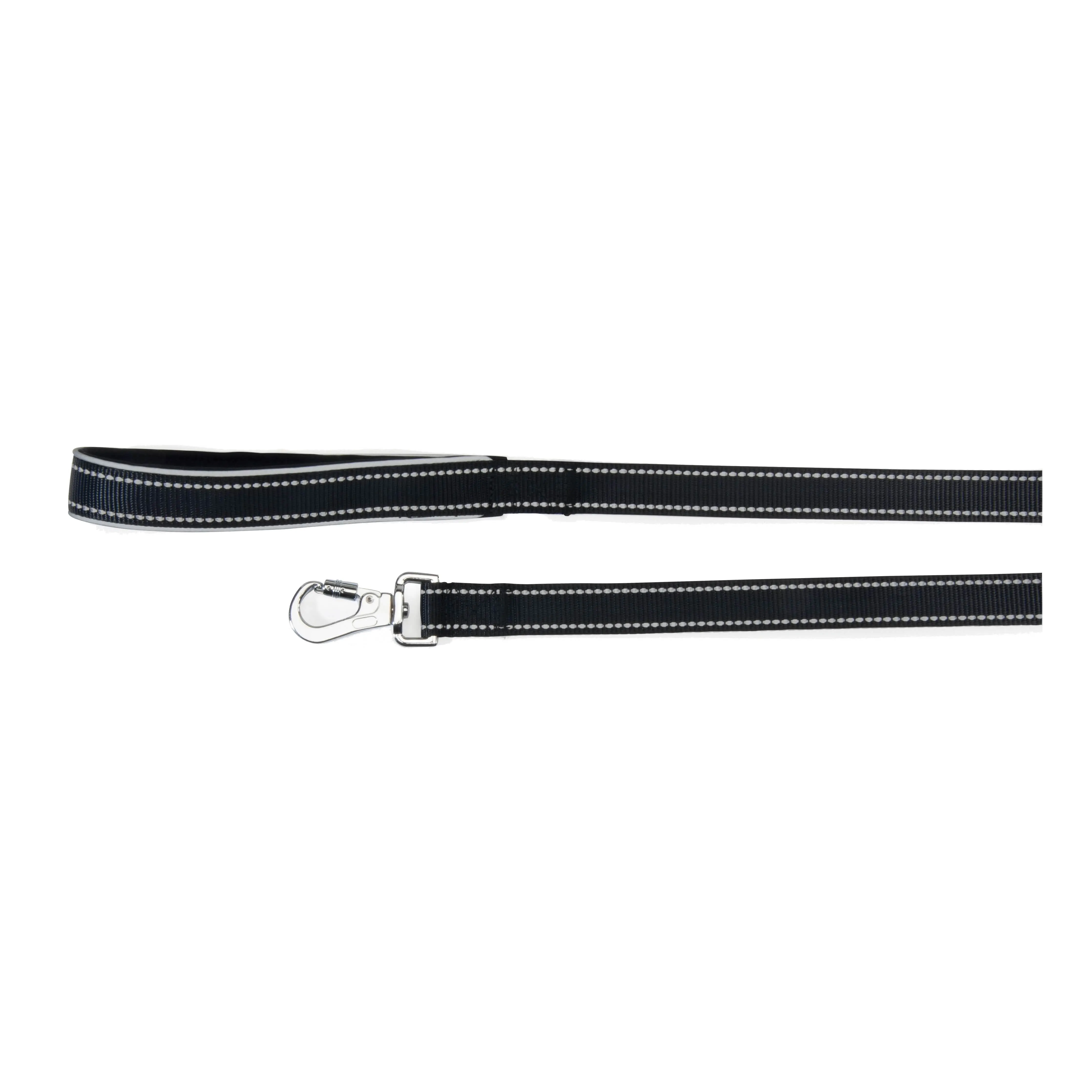 Guinzaglio reflex con maniglia in neoprene nero 15 x 1200 mm - immagine 1