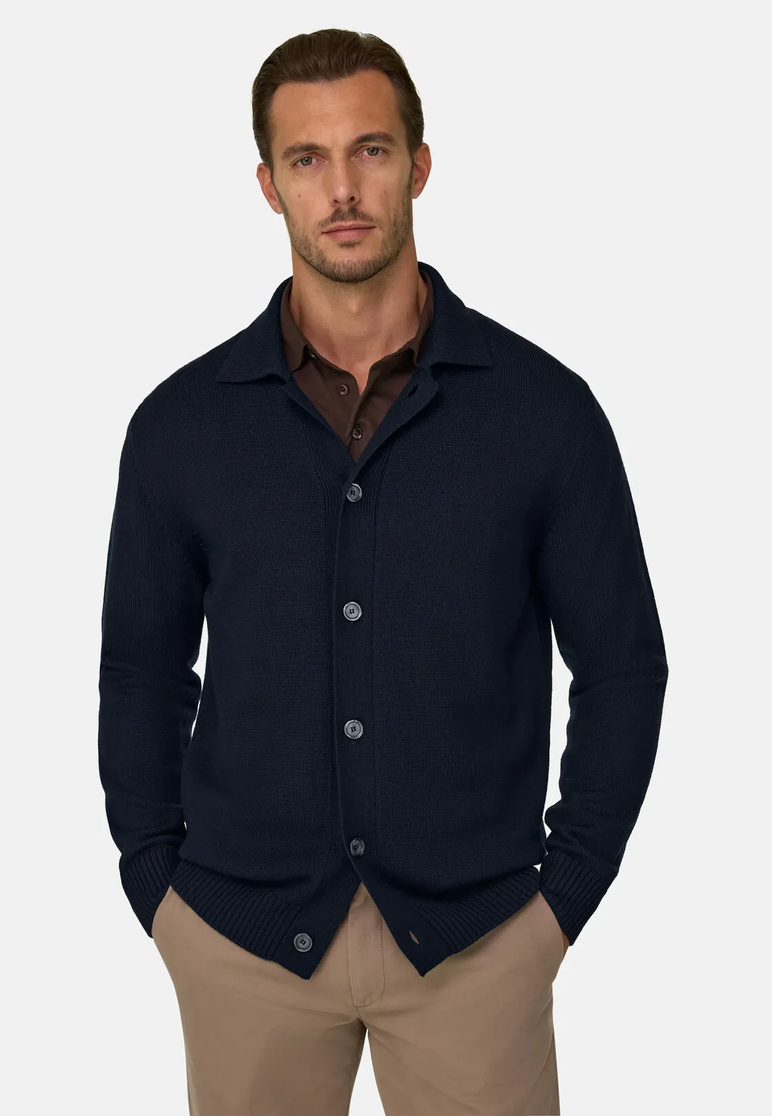 Boggi, Cardigan In Lana Merino Extrafine, Uomo, Navy, Taglia: XXL - immagine 1