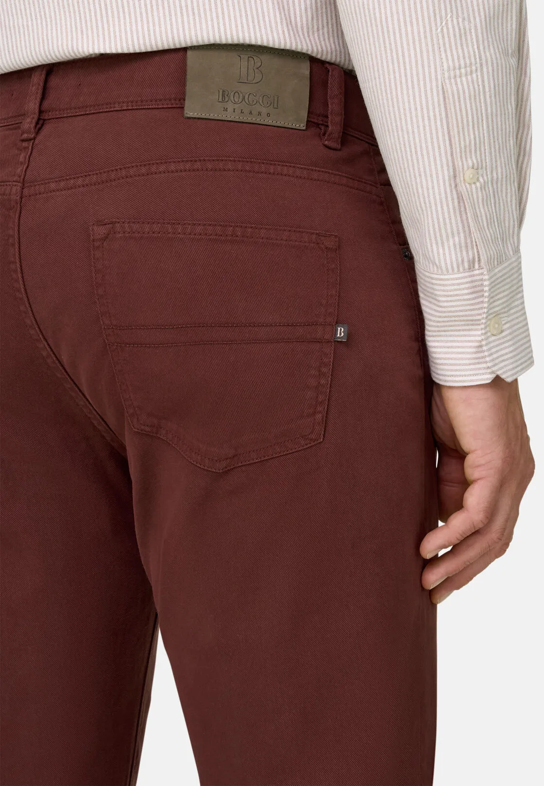 Boggi, Jeans In Cotone Tencel Elasticizzato, Uomo, Rosso, Taglia: 31 - immagine 3