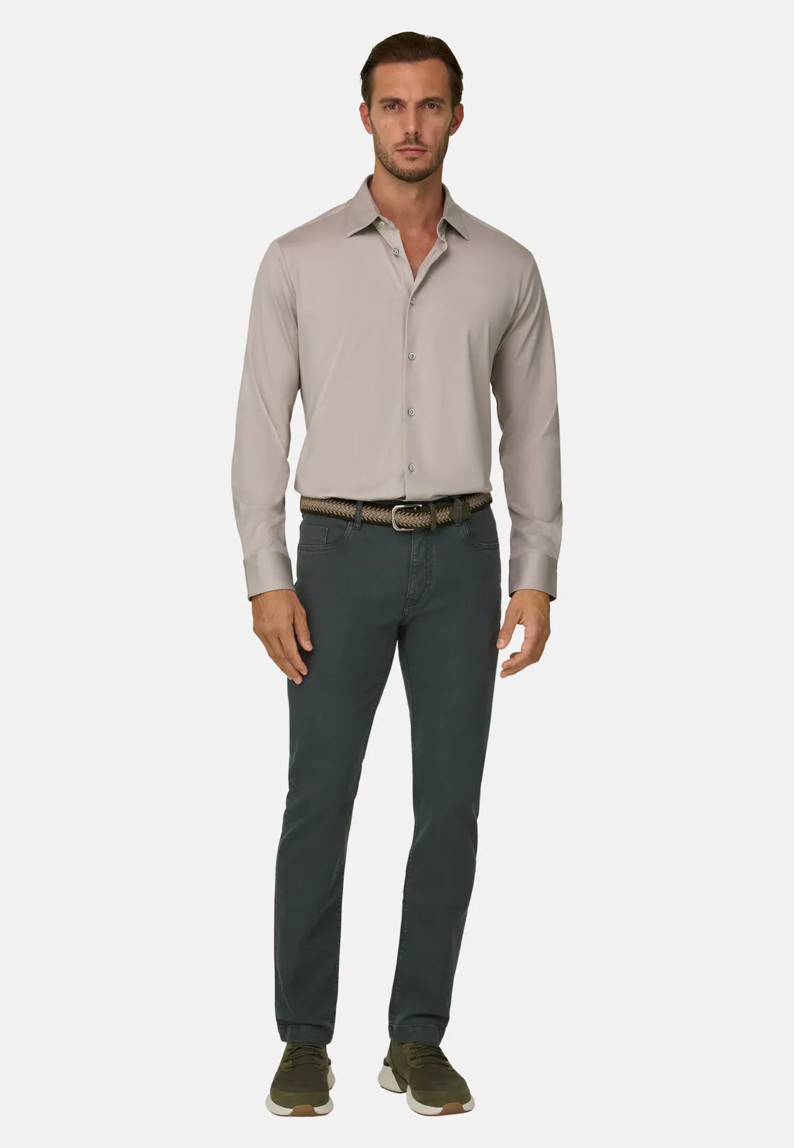 Boggi, Jeans In Cotone Tencel Elasticizzato, Uomo, Verde Scuro, Taglia: 30 - immagine 2