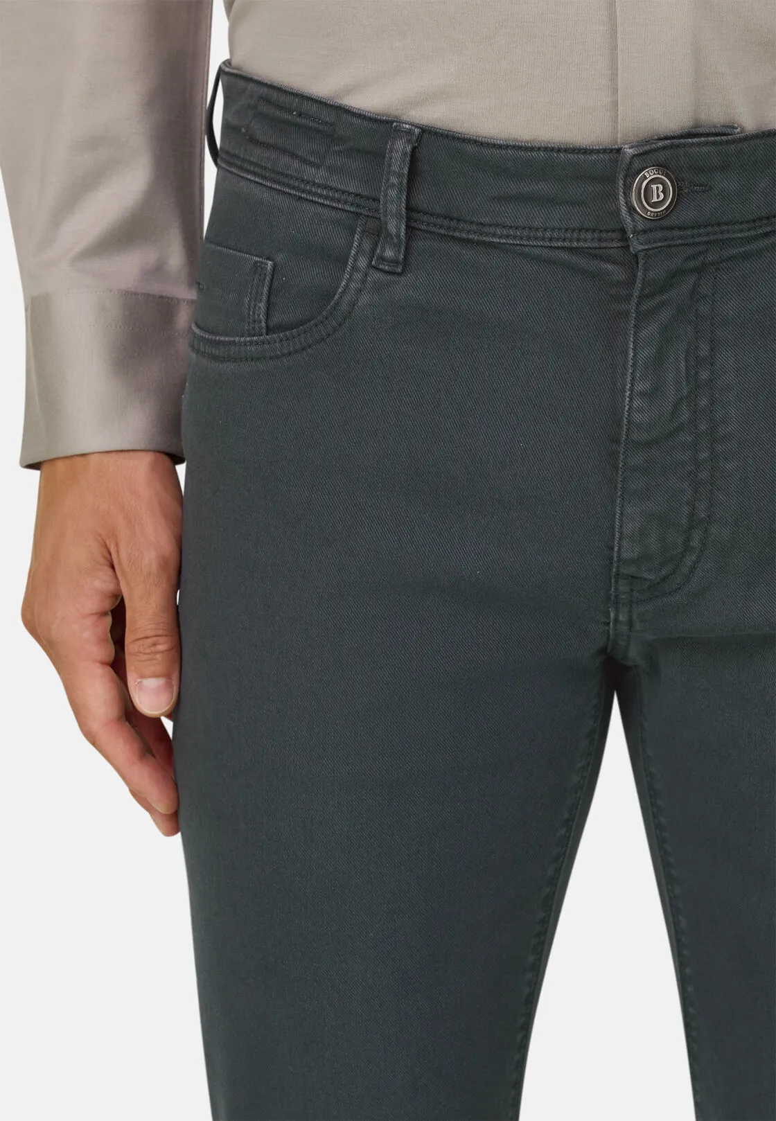 Boggi, Jeans In Cotone Tencel Elasticizzato, Uomo, Verde Scuro, Taglia: 33 - immagine 3