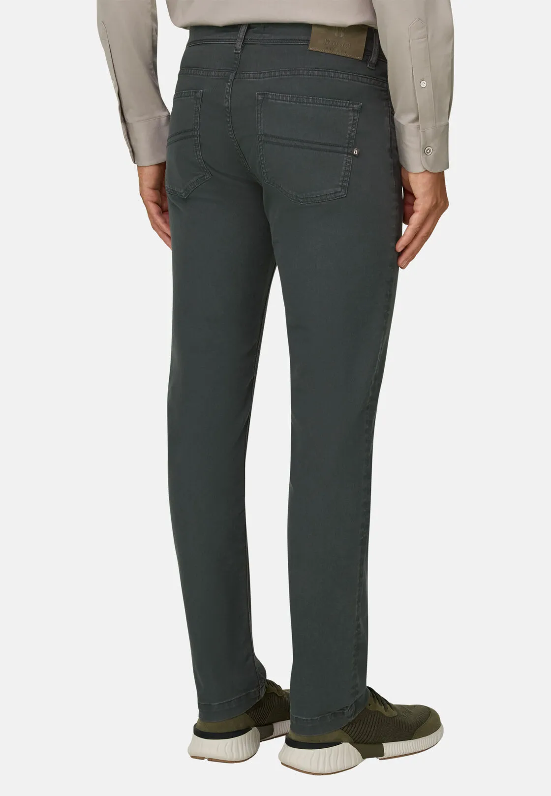 Boggi, Jeans In Cotone Tencel Elasticizzato, Uomo, Verde Scuro, Taglia: 34 - immagine 5