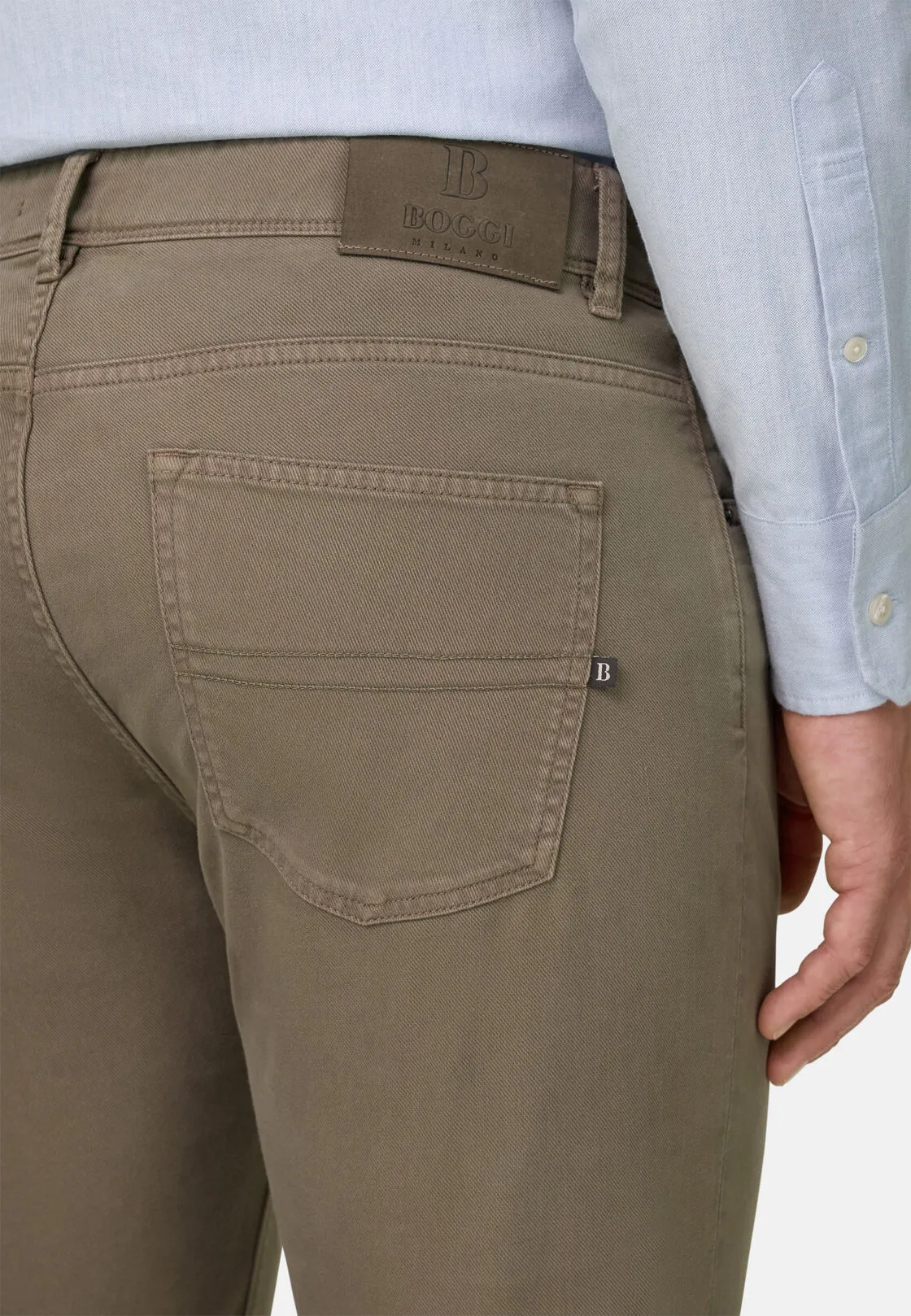 Boggi, Jeans In Cotone Tencel Elasticizzato, Uomo, Fango, Taglia: 33 - immagine 3