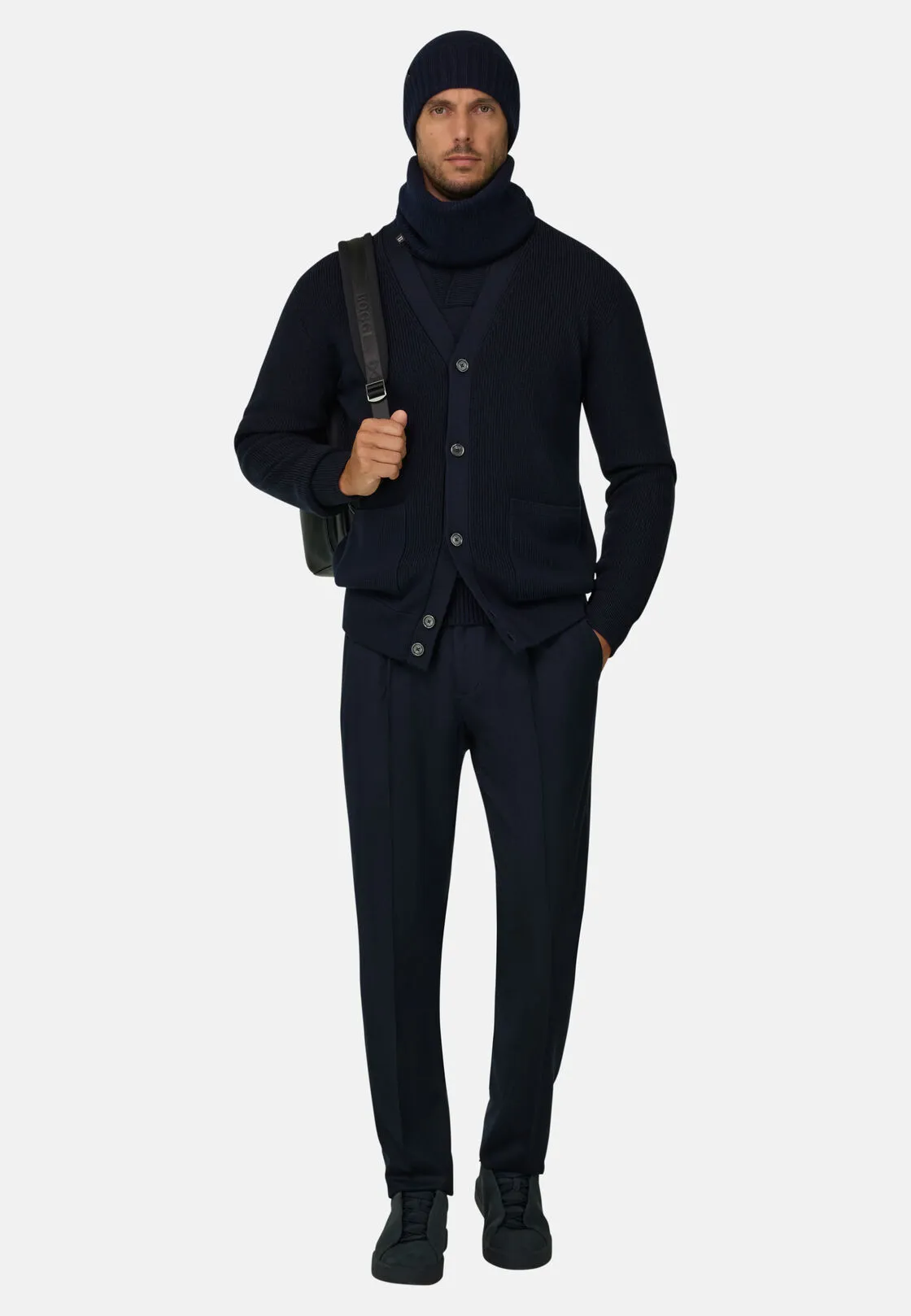 Boggi, Cardigan In Lana Merino Extrafine, Uomo, Navy, Taglia: L - immagine 2