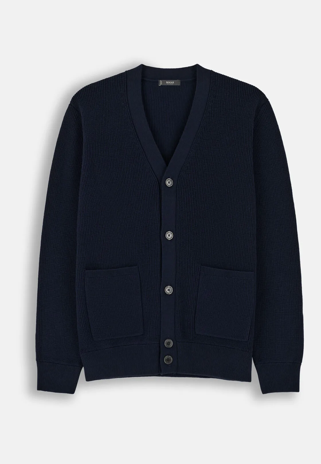 Boggi, Cardigan In Lana Merino Extrafine, Uomo, Navy, Taglia: S - immagine 5