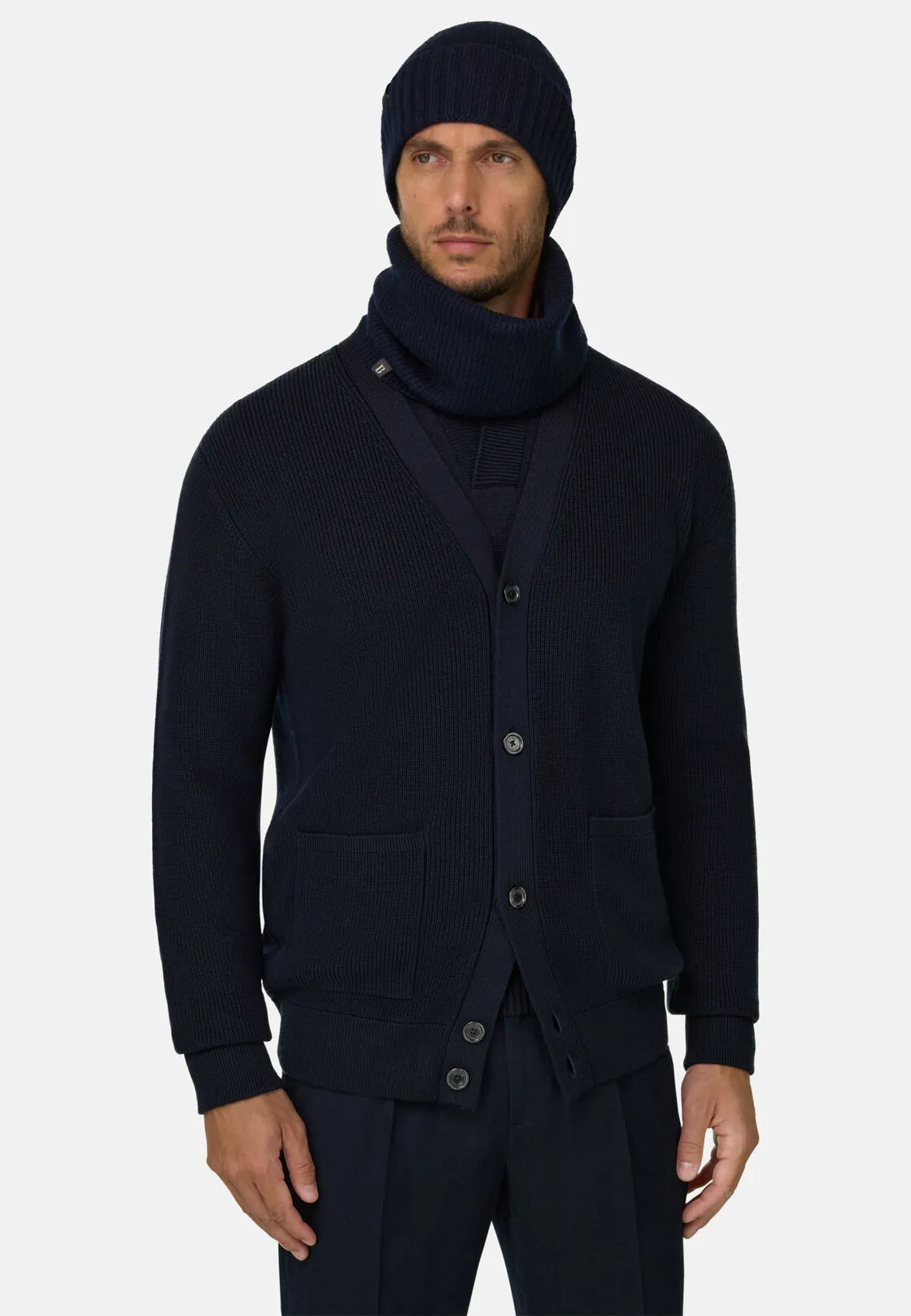 Boggi, Cardigan In Lana Merino Extrafine, Uomo, Navy, Taglia: XXL - immagine 1