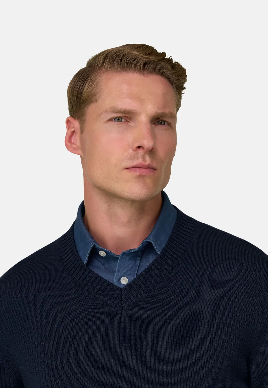 Boggi, Maglia Scollo V In Lana Merino Extrafine, Uomo, Navy, Taglia: L - immagine 3