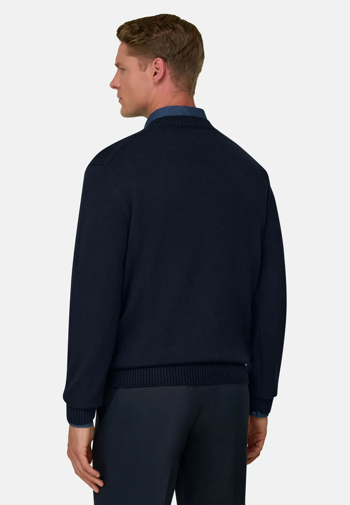 Boggi, Maglia Scollo V In Lana Merino Extrafine, Uomo, Navy, Taglia: XL - immagine 4