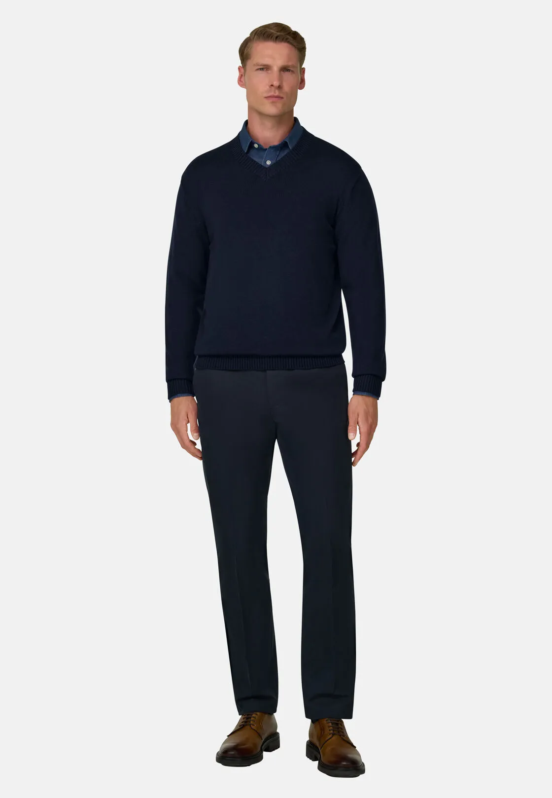 Boggi, Maglia Scollo V In Lana Merino Extrafine, Uomo, Navy, Taglia: XXL - immagine 2
