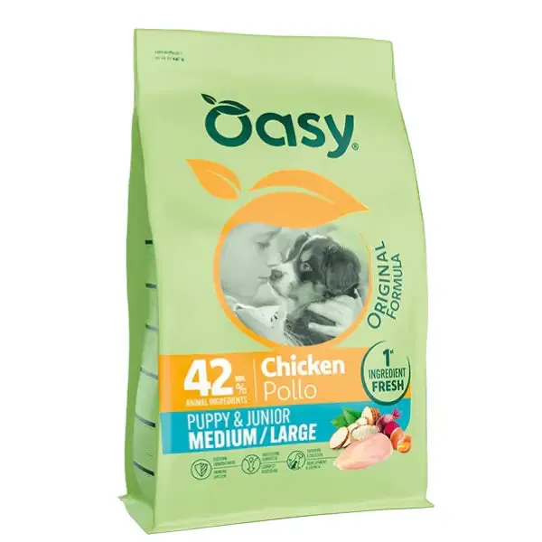Oasy Dog Puppy e Junior Medium/Large Pollo 2 kg - Croccantini per cani - immagine 1