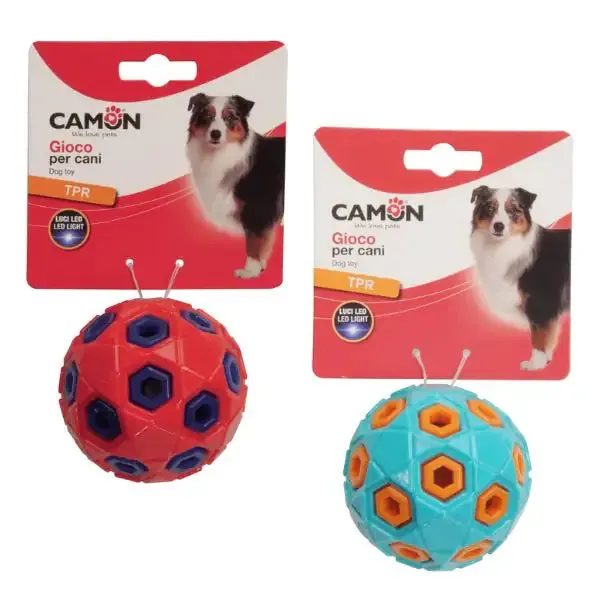 Palla in TPR con luci a led Camon Colori assortiti diametro 8 cm - Giochi per cani - immagine 1