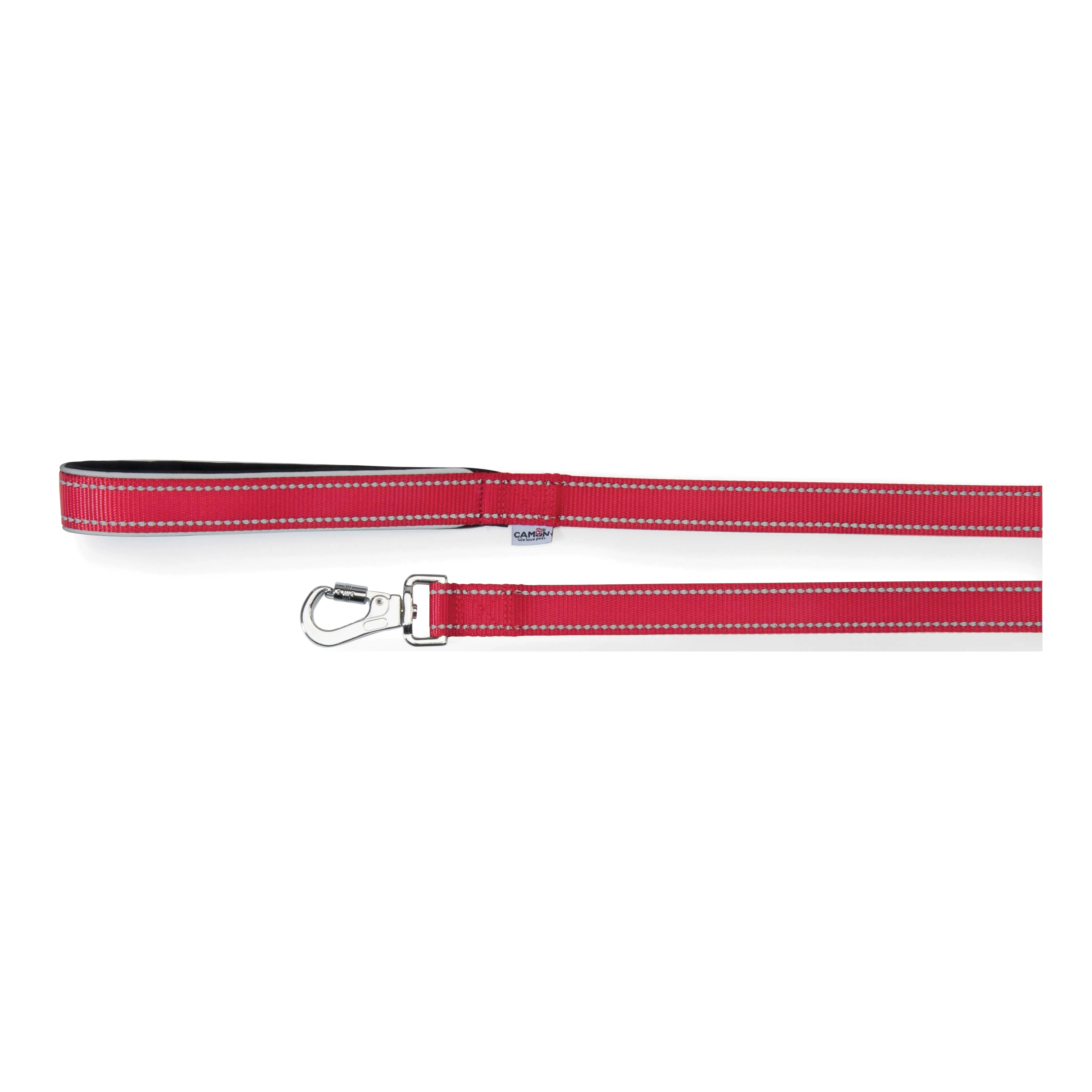 Guinzaglio reflex con maniglia in neoprene rosso 25 x 1200 mm - immagine 1