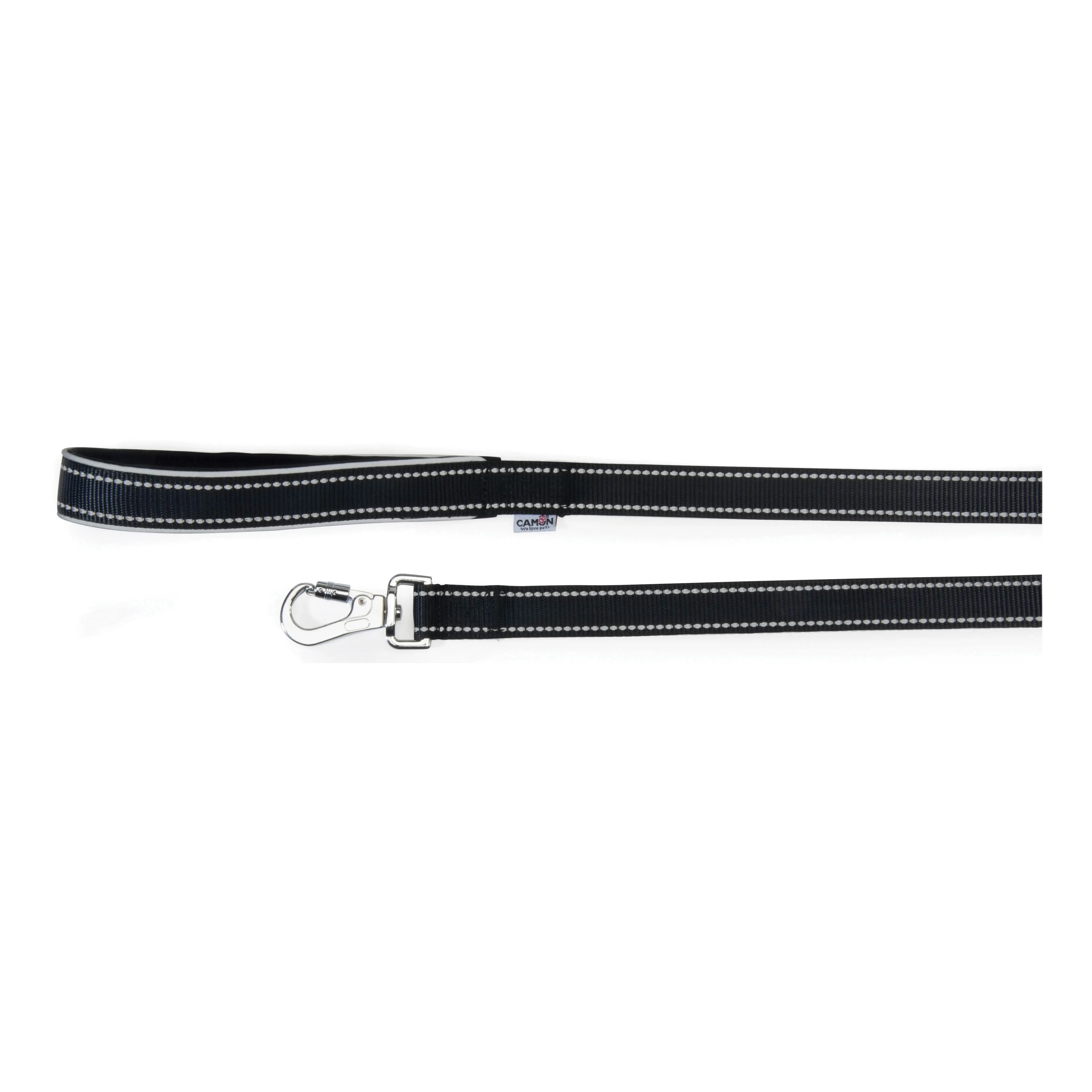 Guinzaglio reflex con maniglia in neoprene nero 25 x 1200 mm - immagine 1