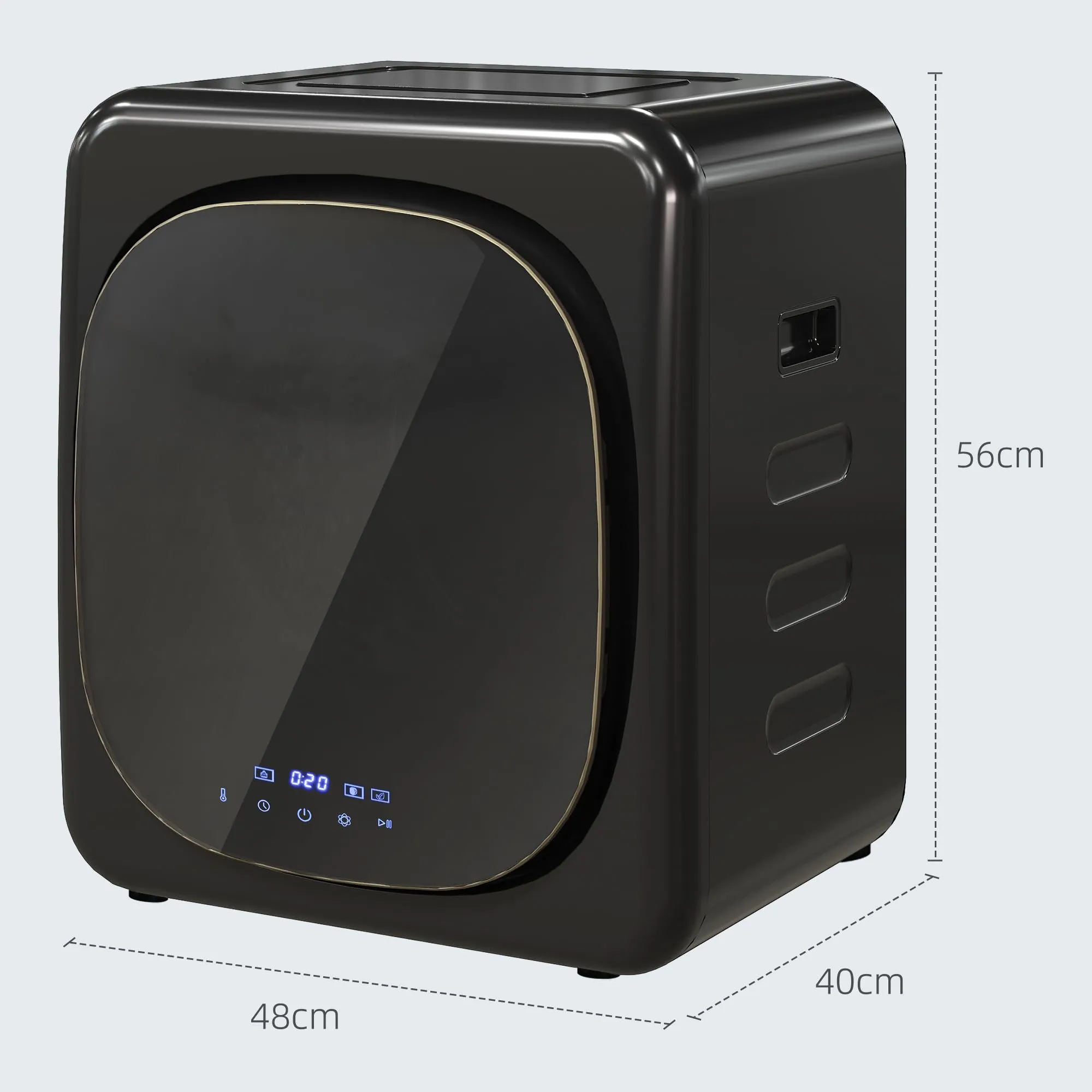 HOMCOM Mini Asciugatrice Portatile 2.5kg 6 Programmi Display Touch Nero - immagine 7