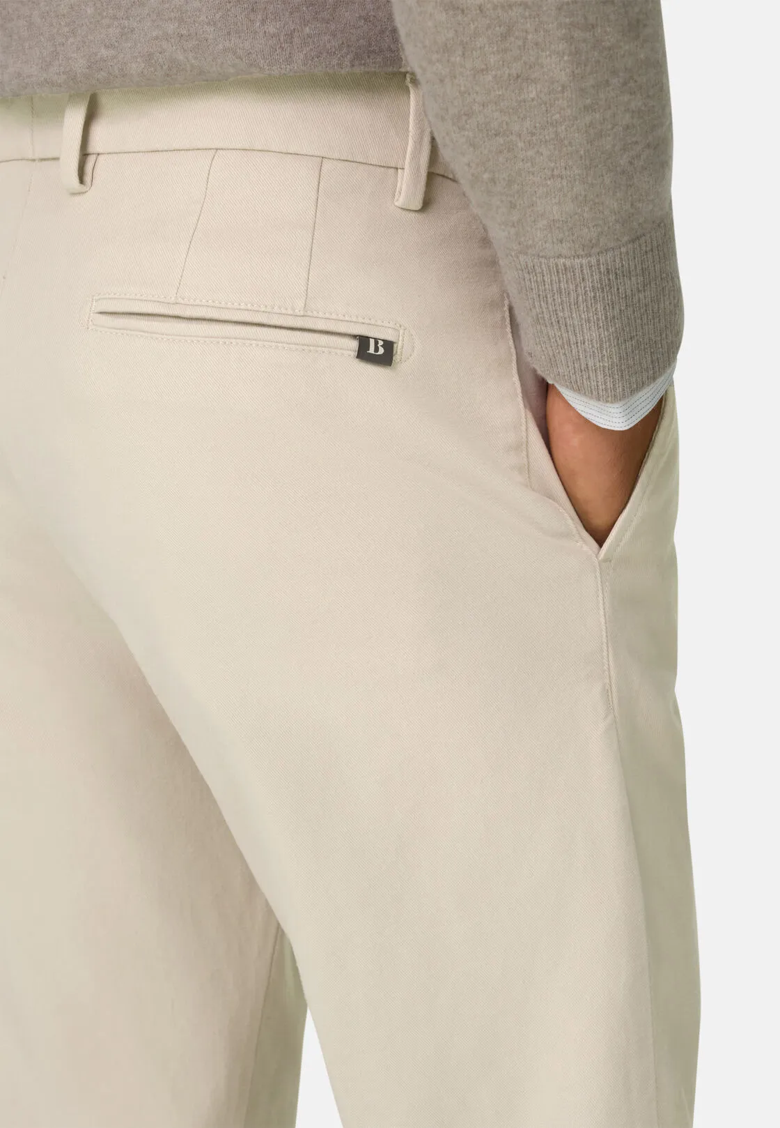 Boggi, Pantaloni In Cotone Elasticizzato., Uomo, Sabbia, Taglia: 34 - immagine 3