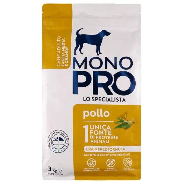 Monopro lo specialista Adult Medium/Large Grain Free Pollo 3 kg - Crocchette monoproteiche cane - immagine 1