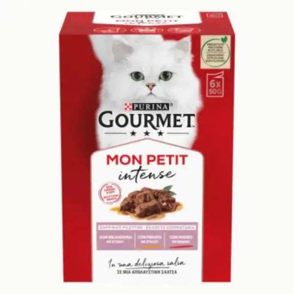 Purina Gourmet Mon Petite Intense multipack 6 x 50 g 2x Selvaggina 2x Fegato 2x Manzo - immagine 1