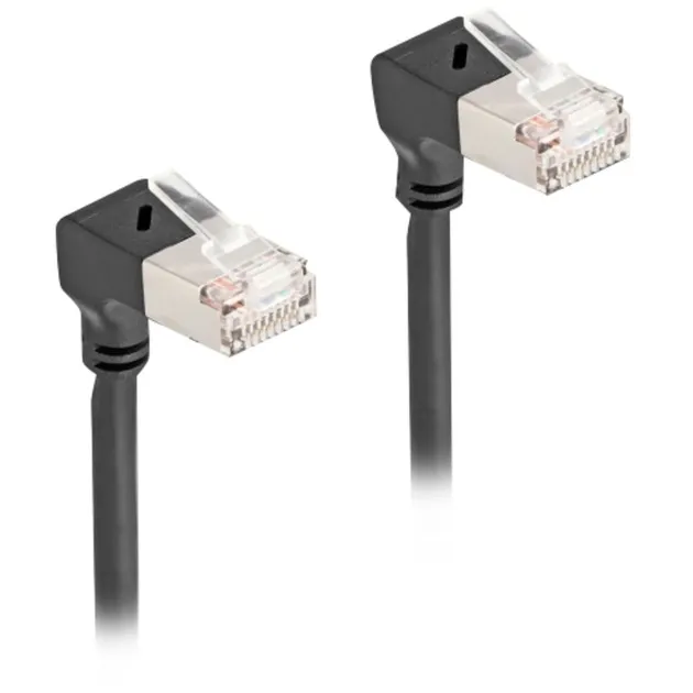 Cavo patch RJ-45 Cat.6a S/FTP, Slim 90° angolato - immagine 1