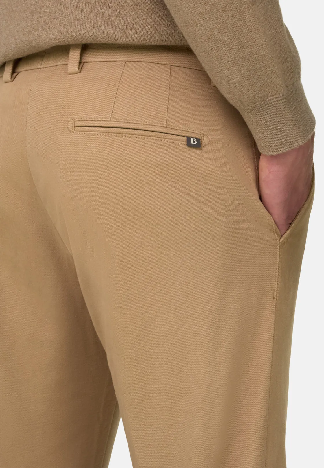 Boggi, Pantaloni In Cotone Elasticizzato., Uomo, Biscotto, Taglia: 38 - immagine 3