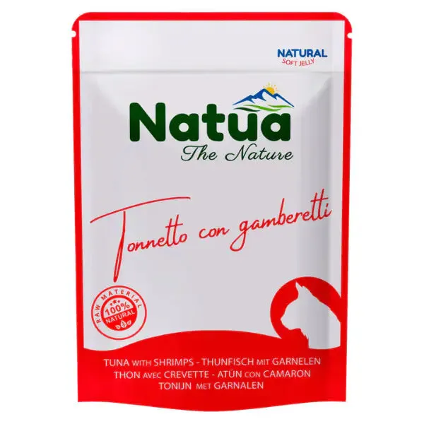 Natua Natural Cat Adult in Jelly cottura al vapore 70 gr Tonnetto e gamberetti - confezione da 24 pezzi - Cibo umido per gatti - immagine 1