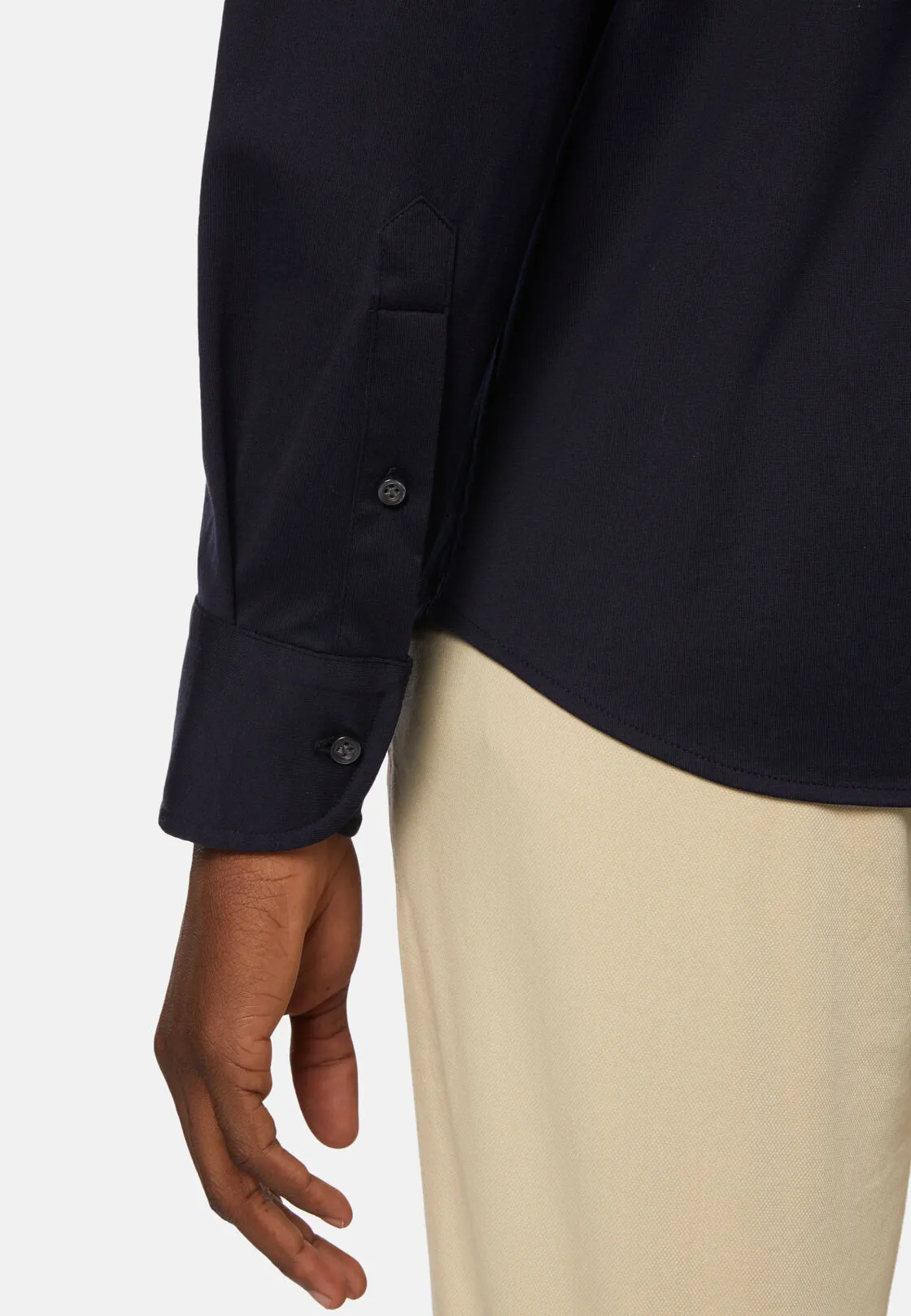 Boggi, Polo Camicia In Jersey Di Cotone Regular Fit, Uomo, Navy, Taglia: XL - immagine 4