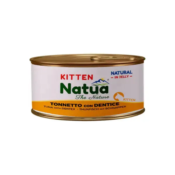 Natua Natural Cat Kitten in Jelly cottura al vapore 85 gr Tonnetto e dentice - confezione da 24 pezzi - Cibo umido per gatti - immagine 1
