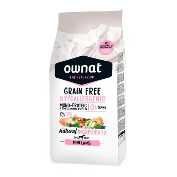 Ownat Grain Free Hypoallergenic Mono-Proteic Mini Adult con agnello fresco 3 kg (scadenza: 31/12/2026) - Croccantini per cani - immagine 1