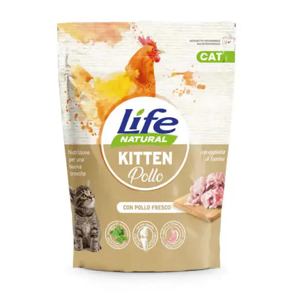 LifeCat Natural Kitten Pollo fresco 800 gr - Croccantini per gatti - immagine 1