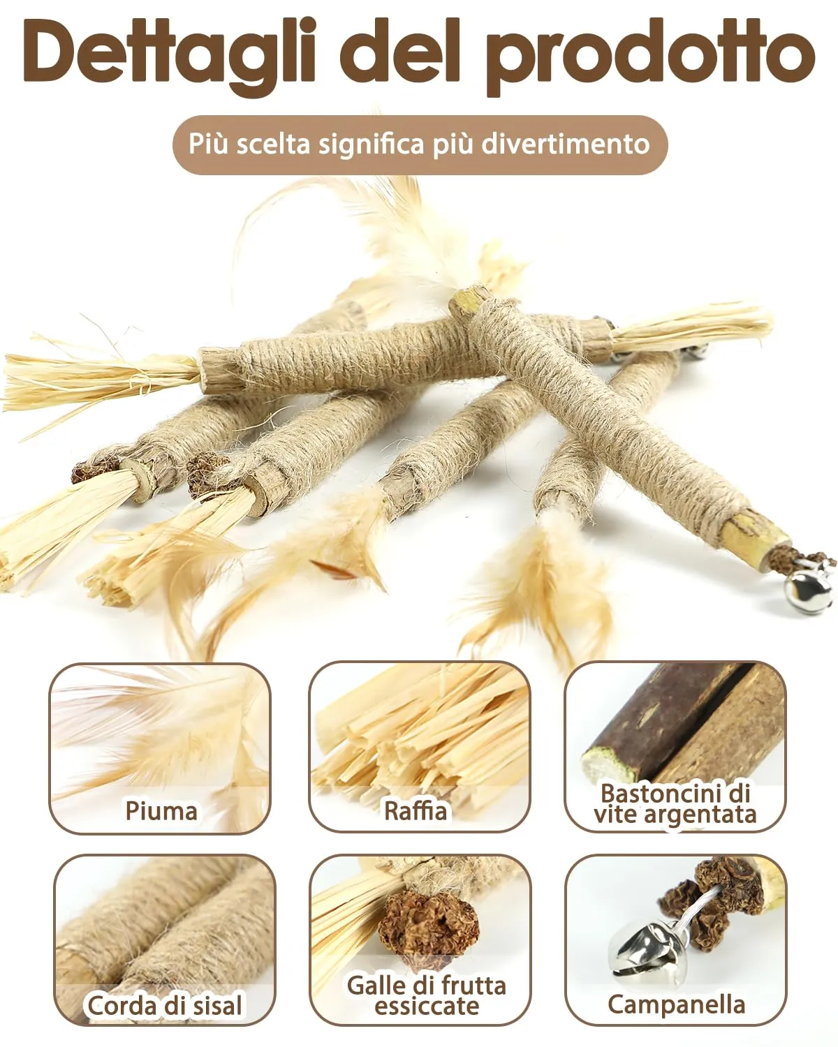 Set Misto di Giochi per Gatti, Gioco per Gatto per la Pulizia dei Denti - immagine 5