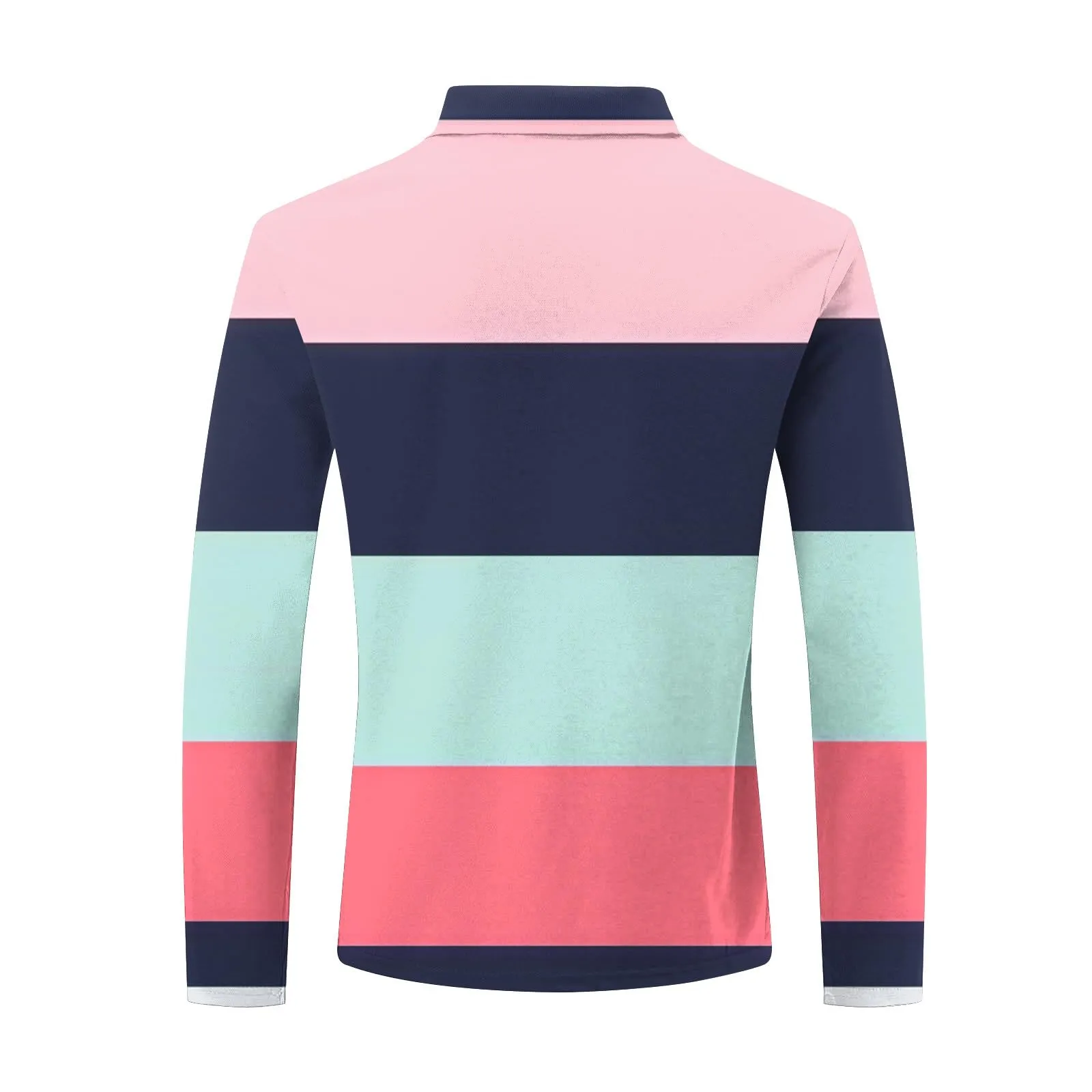 Polo da Rugby a Righe da Uomo Classico Camicia Vintage a Maniche Lunghe Polo a Righe con Colletto Rovesciato Polo da Uomo Oversized a Maniche Lunghe T-Shirt con Vestibilità Normale Sweatshirt a - immagine 5