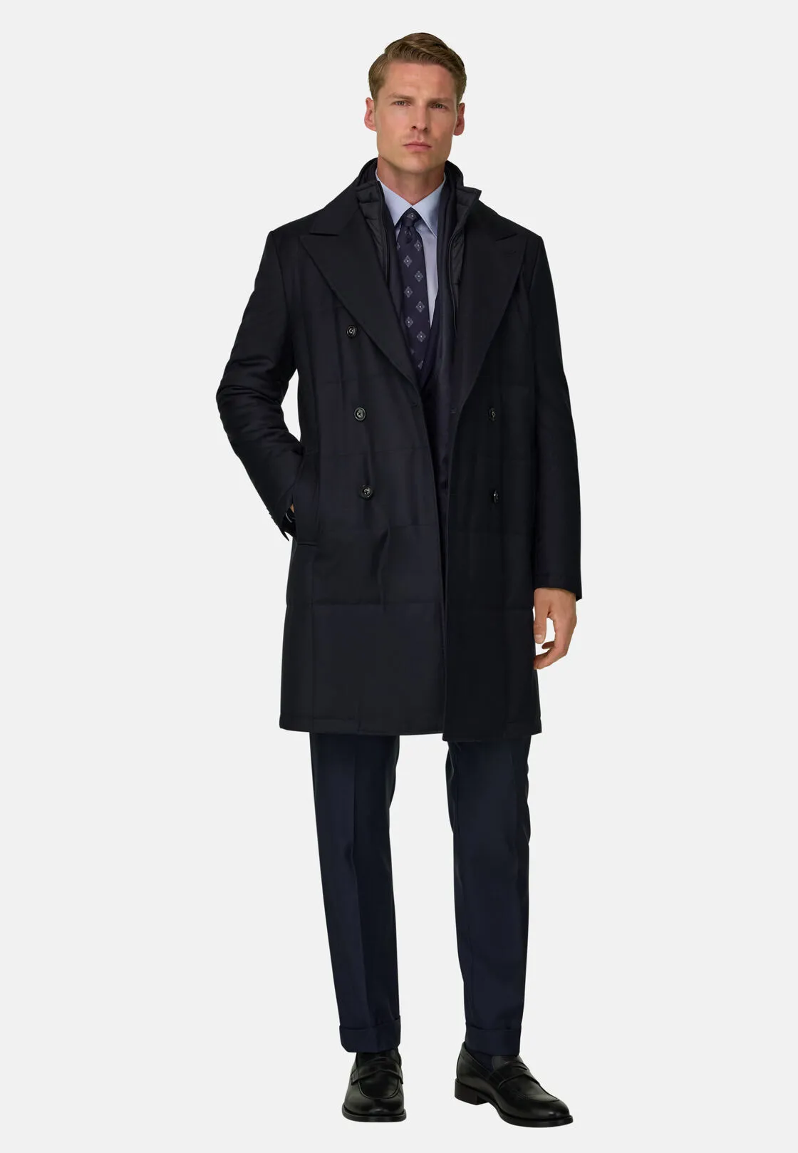 Boggi, Cappotto Doppio Petto Imbottito Con Pettorina Removibile In Lana, Uomo, Navy, Taglia: 46 - immagine 2