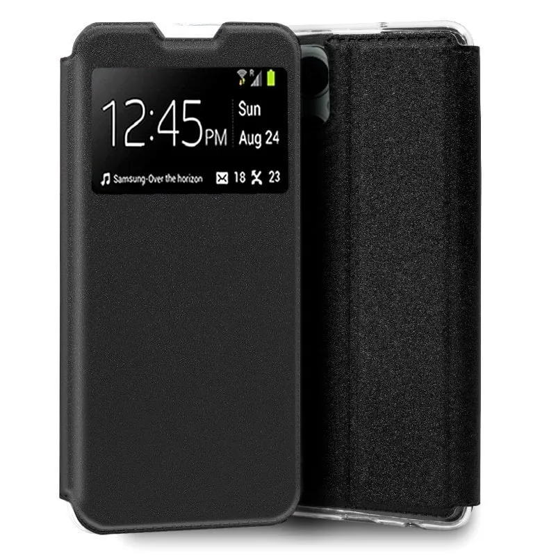 Custodia Flip Cover nera fresca e liscia per Oppo Reno 8 Lite 5G - immagine 1