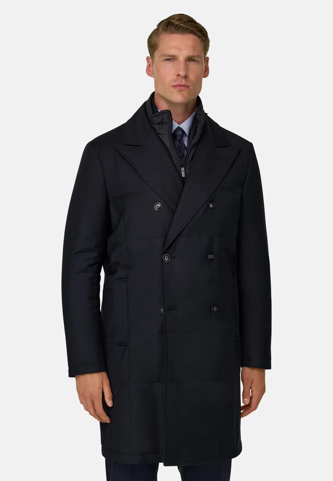 Boggi, Cappotto Doppio Petto Imbottito Con Pettorina Removibile In Lana, Uomo, Navy, Taglia: 52 - immagine 1