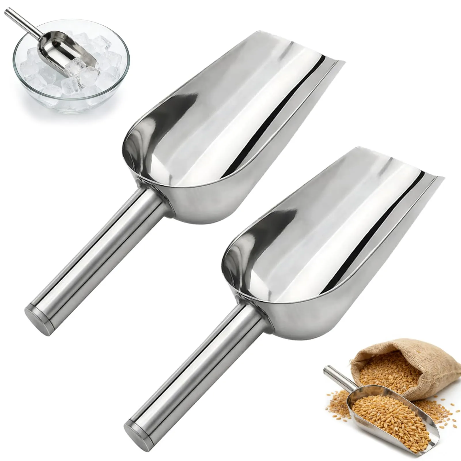 HORREX 2 Pezzi Pala Ghiaccio in Acciaio Inox Stabile Sessola Professionale - immagine 1