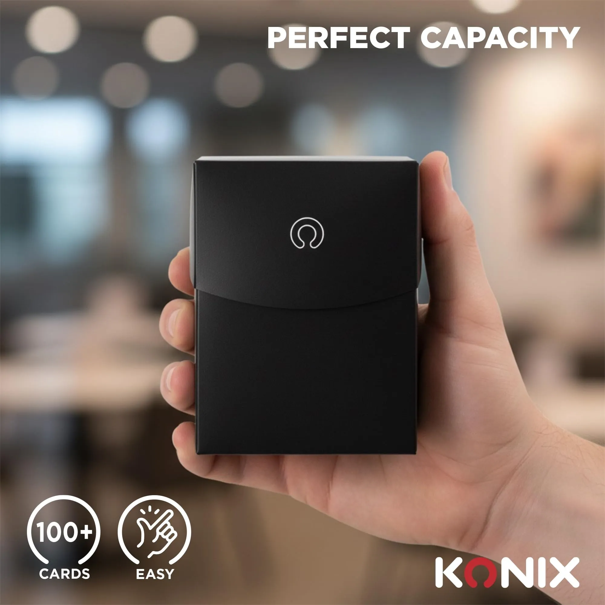 Konix Scatola porta carte TCG Deckbox per giochi di carte collezionabili - Formato 63 x 88 mm - Compatibile con Lorcana, Magic: The Gathering e Pokémon - Nero - immagine 4