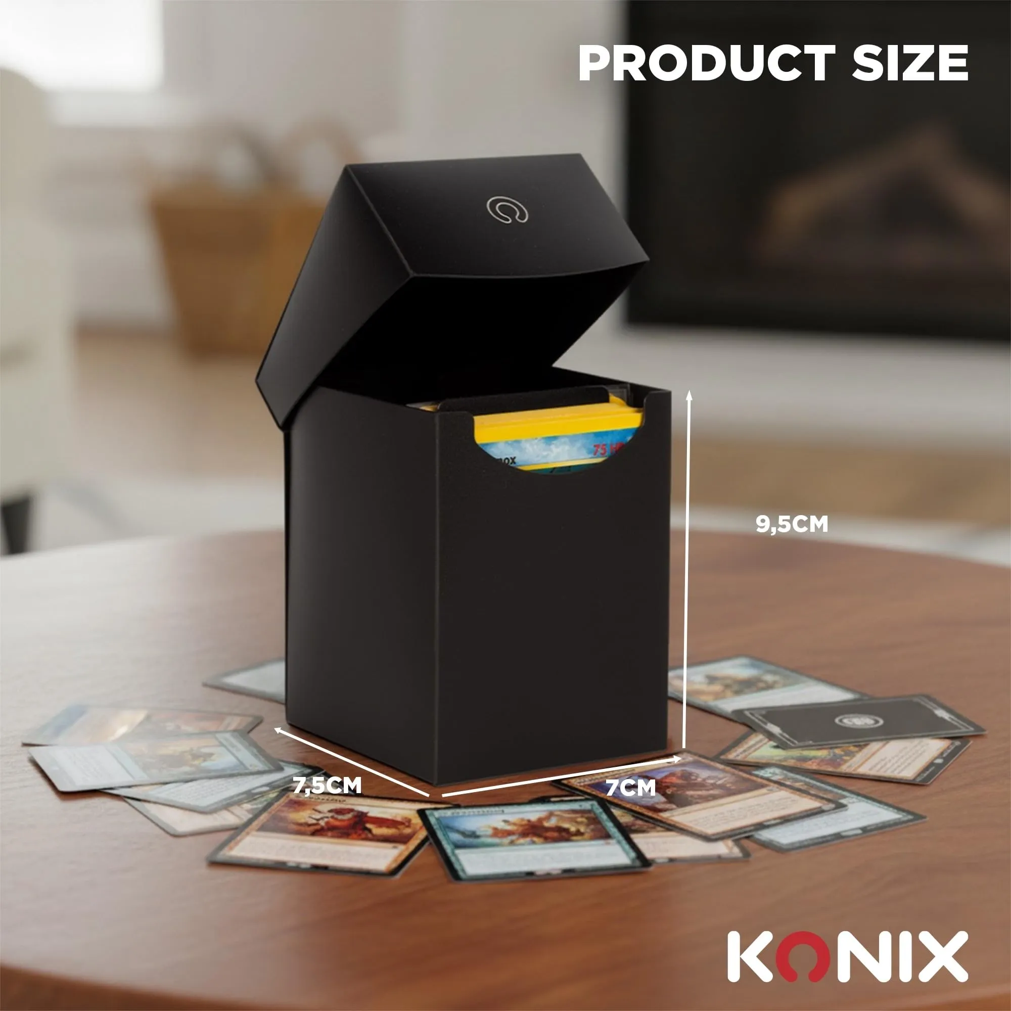 Konix Scatola porta carte TCG Deckbox per giochi di carte collezionabili - Formato 63 x 88 mm - Compatibile con Lorcana, Magic: The Gathering e Pokémon - Nero - immagine 5