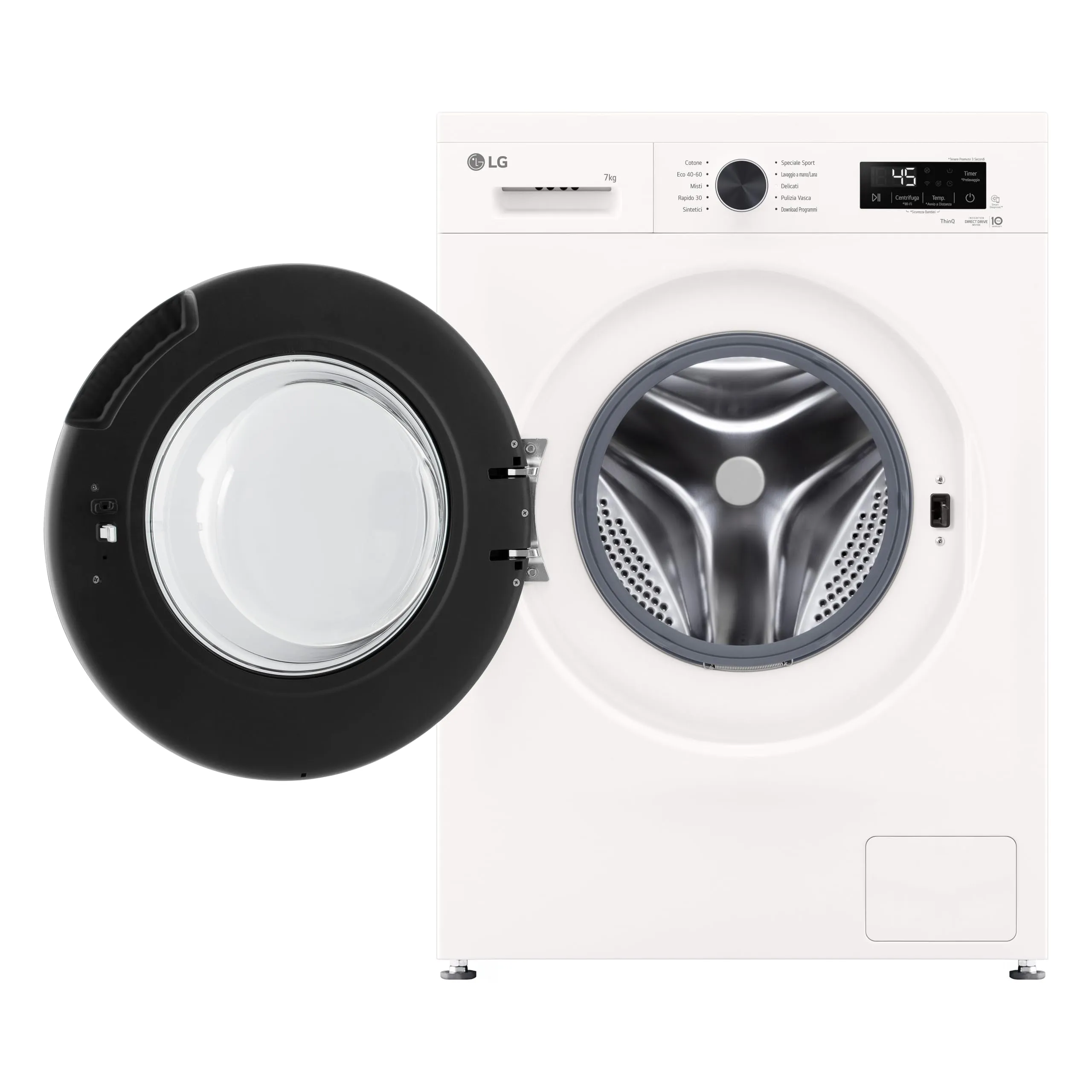 LG F2NX10S7NWB Lavatrice 7 kg a Carica Frontale con Top Rimovibile, Serie X5, Classe A -30%, 1200 giri, Wi-Fi, 6 Motion Direct Drive, Lavaggio a Vapore Allergy Care, Oblò in Vetro Temperato, White - immagine 2