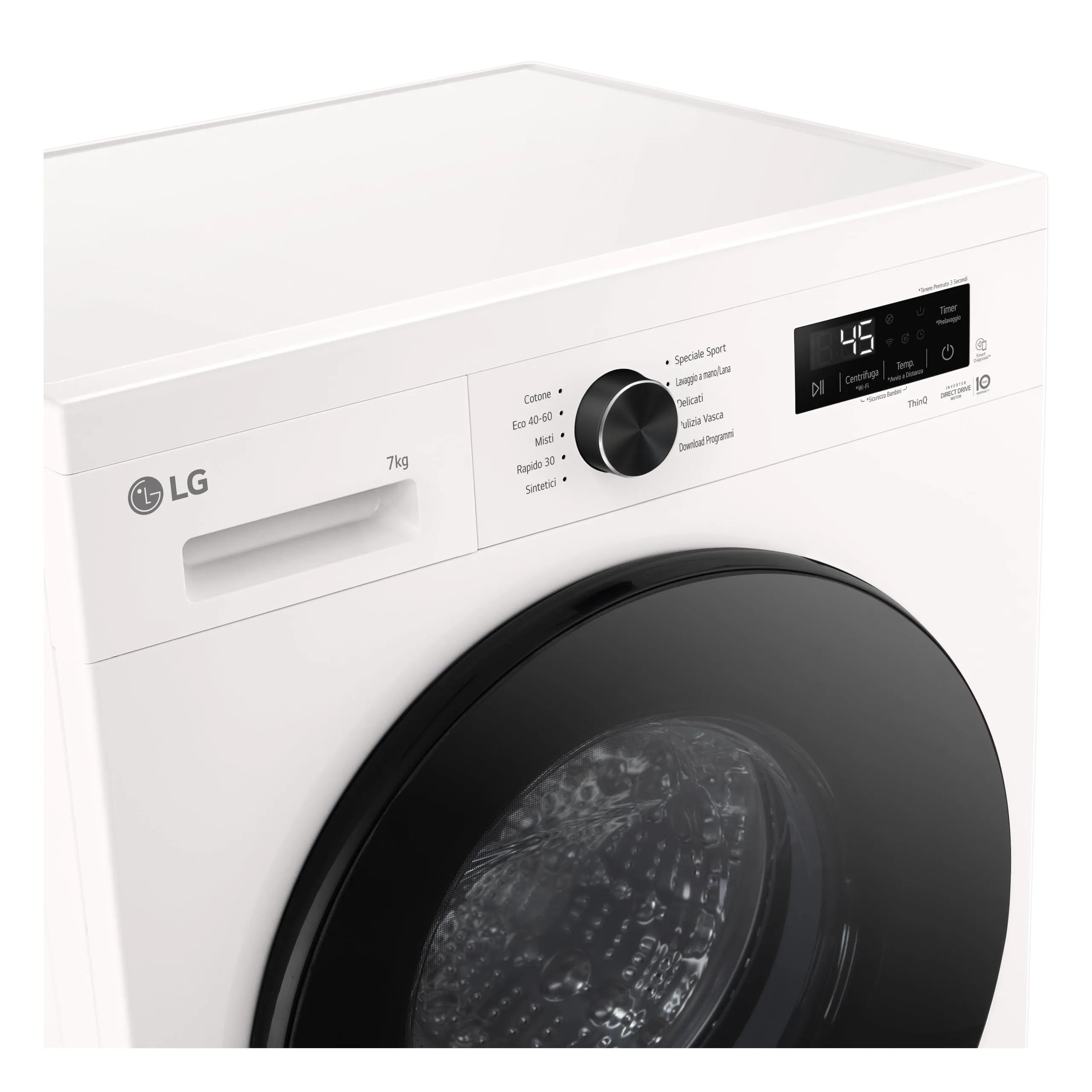 LG F2NX10S7NWB Lavatrice 7 kg a Carica Frontale con Top Rimovibile, Serie X5, Classe A -30%, 1200 giri, Wi-Fi, 6 Motion Direct Drive, Lavaggio a Vapore Allergy Care, Oblò in Vetro Temperato, White - immagine 3