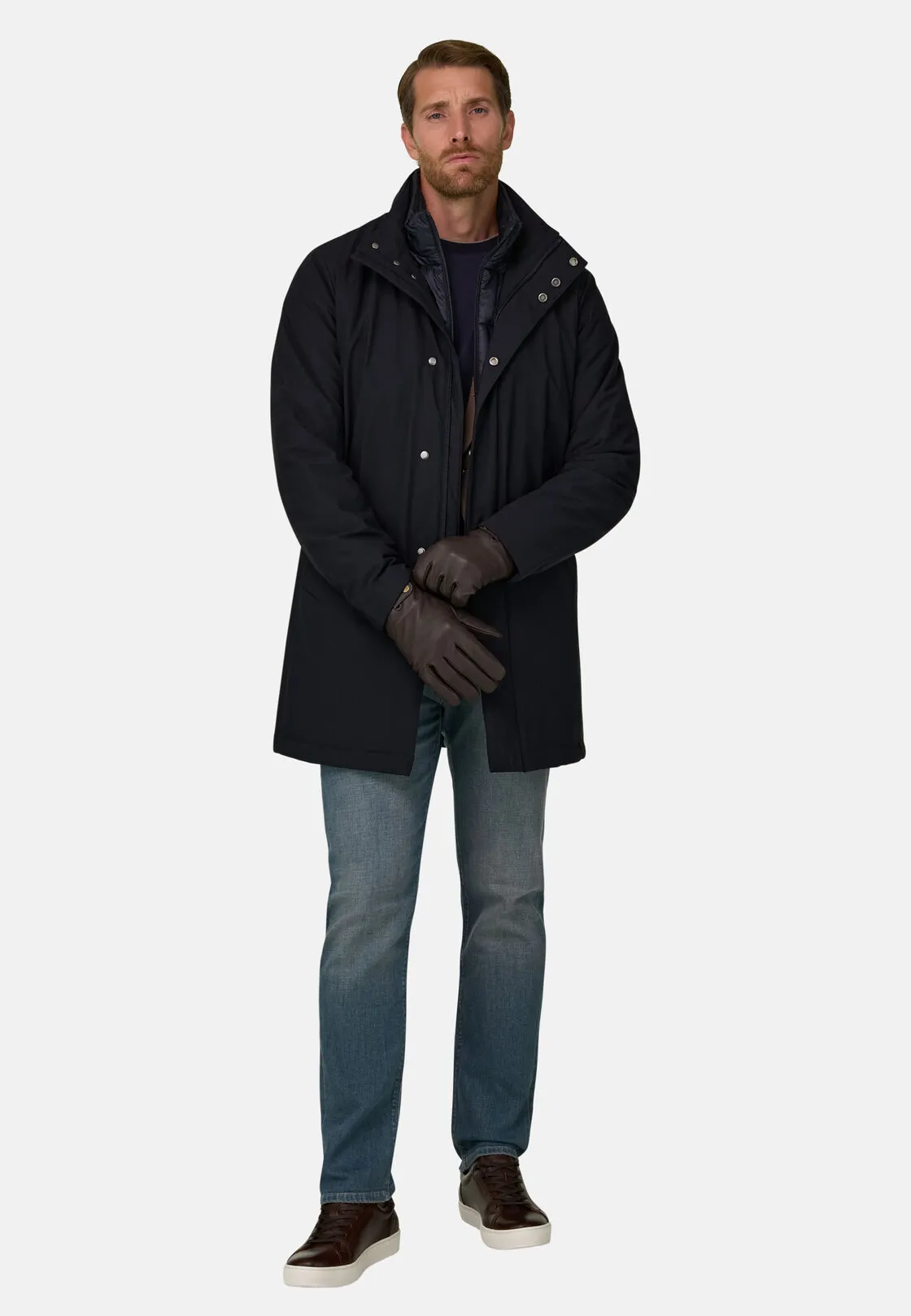 Boggi, Car Coat In Tessuto Tecnico Imbottito, Uomo, Navy, Taglia: L - immagine 2
