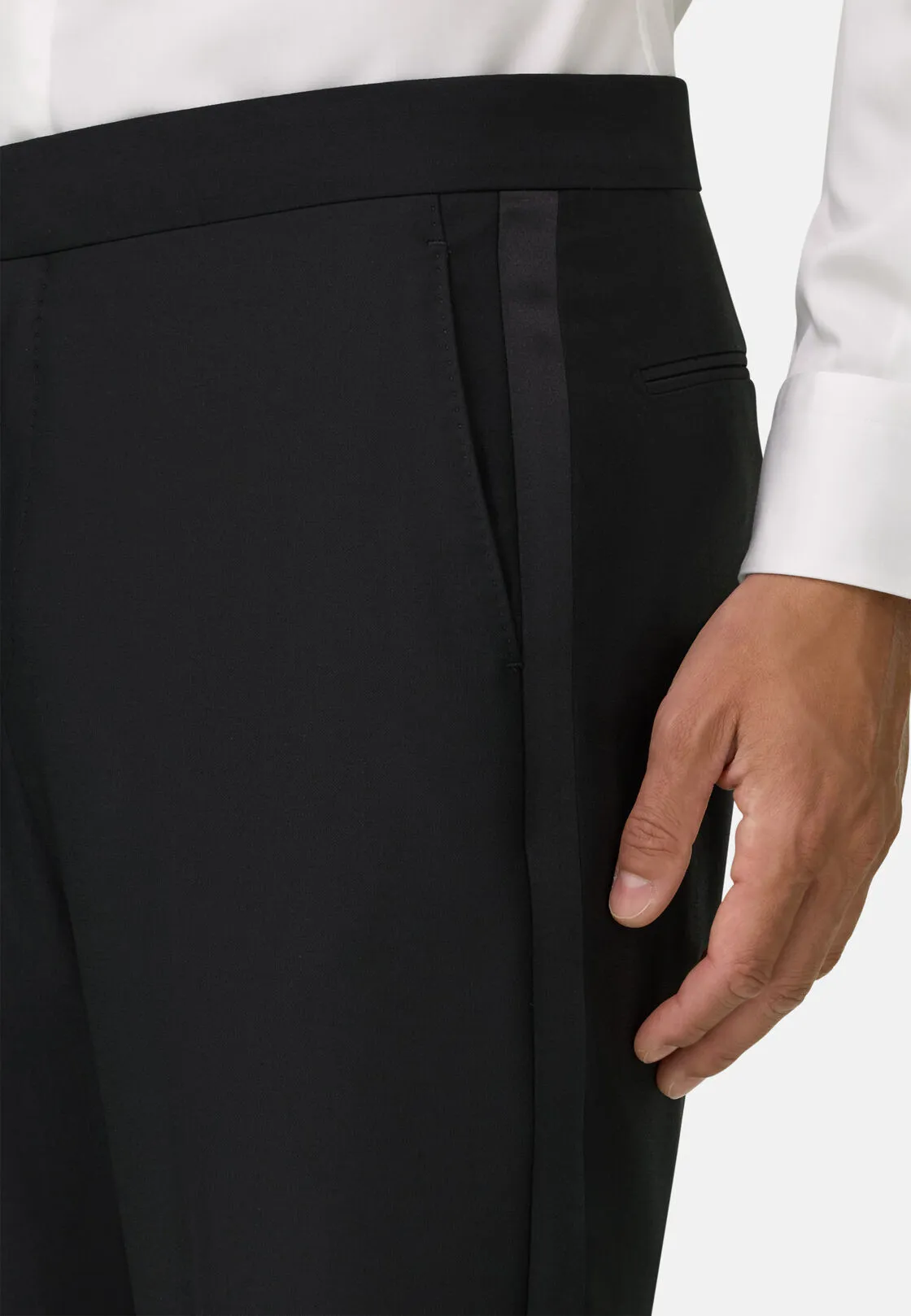 Boggi, Pantaloni Da Smoking In Lana Elasticizzata, Donna, Nero, Taglia: 60 - immagine 3