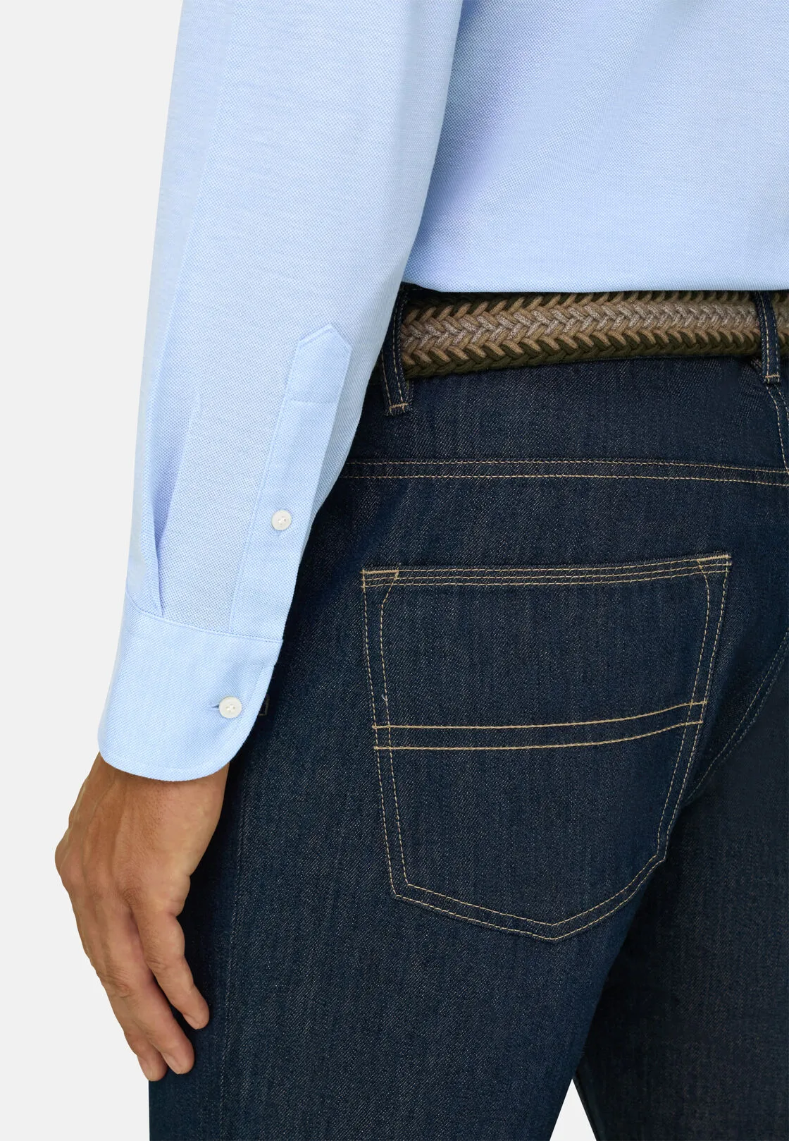 Boggi, Polo Camicia Mouliné In Cotone Regular Fit, Uomo, Azzurro, Taglia: L - immagine 4