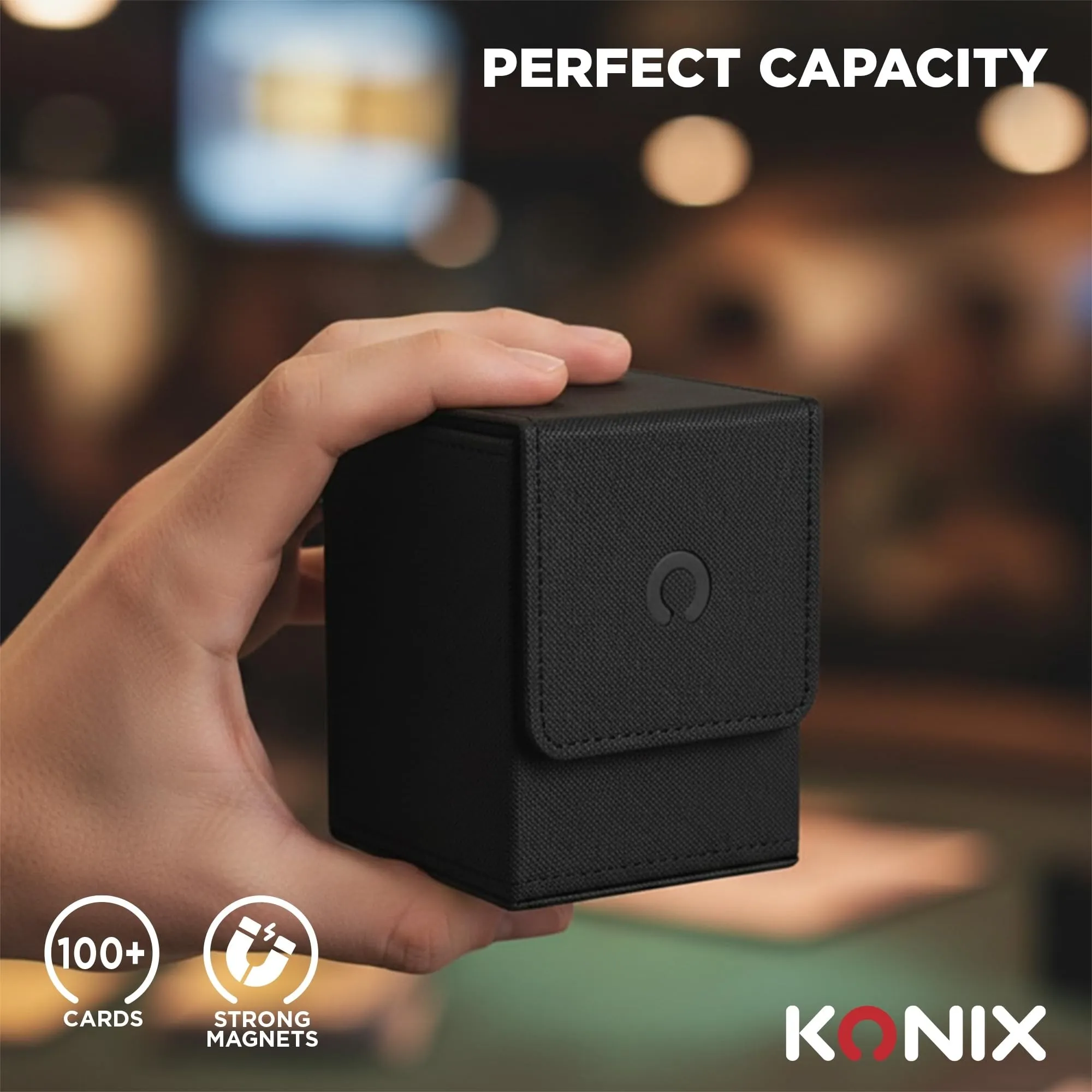 Konix Scatola porta carte TCG Premium Deckbox per giochi di carte collezionabili - Formato 63 x 88 mm - Compatibile con Magic: The Gathering e Pokémon - Nero - immagine 4