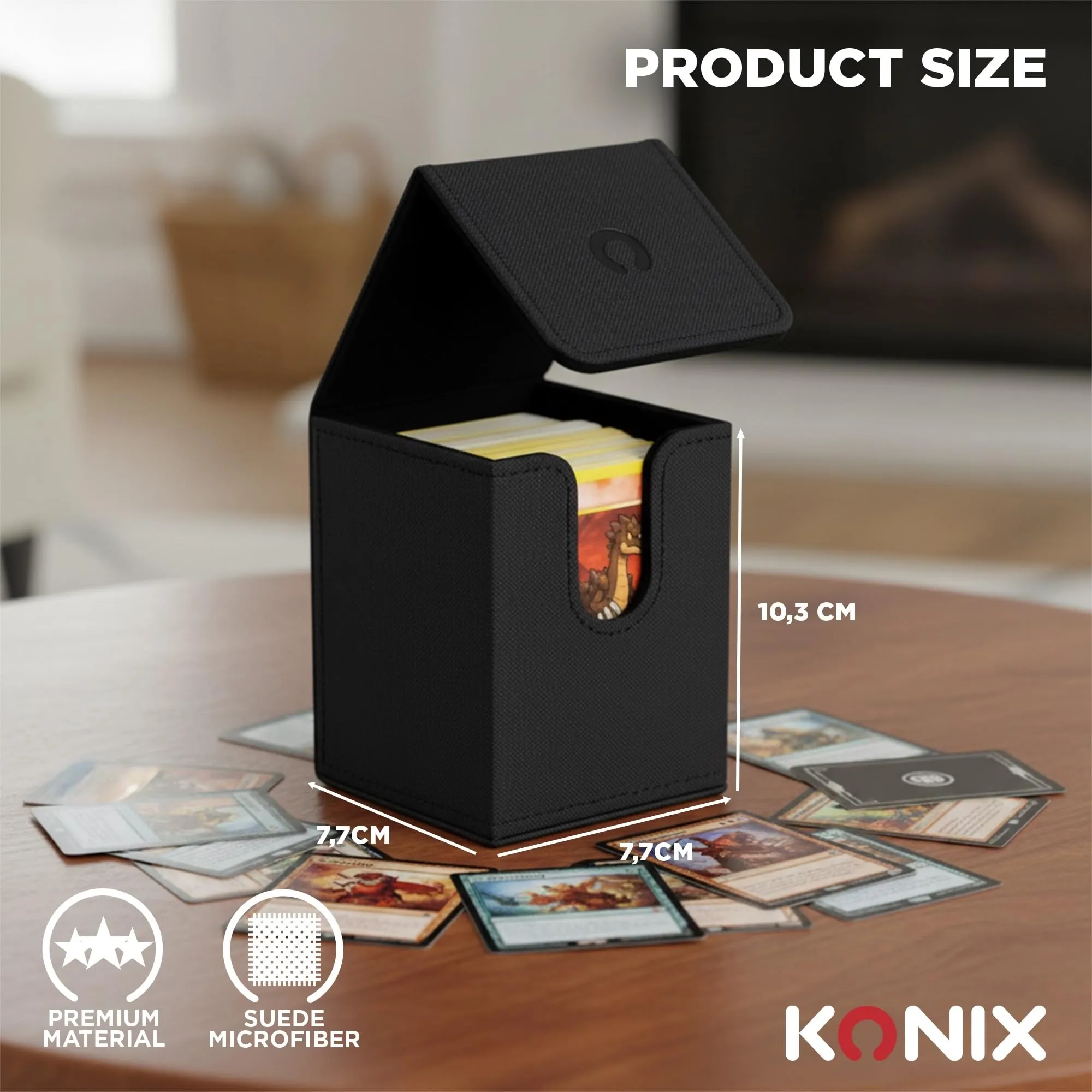 Konix Scatola porta carte TCG Premium Deckbox per giochi di carte collezionabili - Formato 63 x 88 mm - Compatibile con Magic: The Gathering e Pokémon - Nero - immagine 5