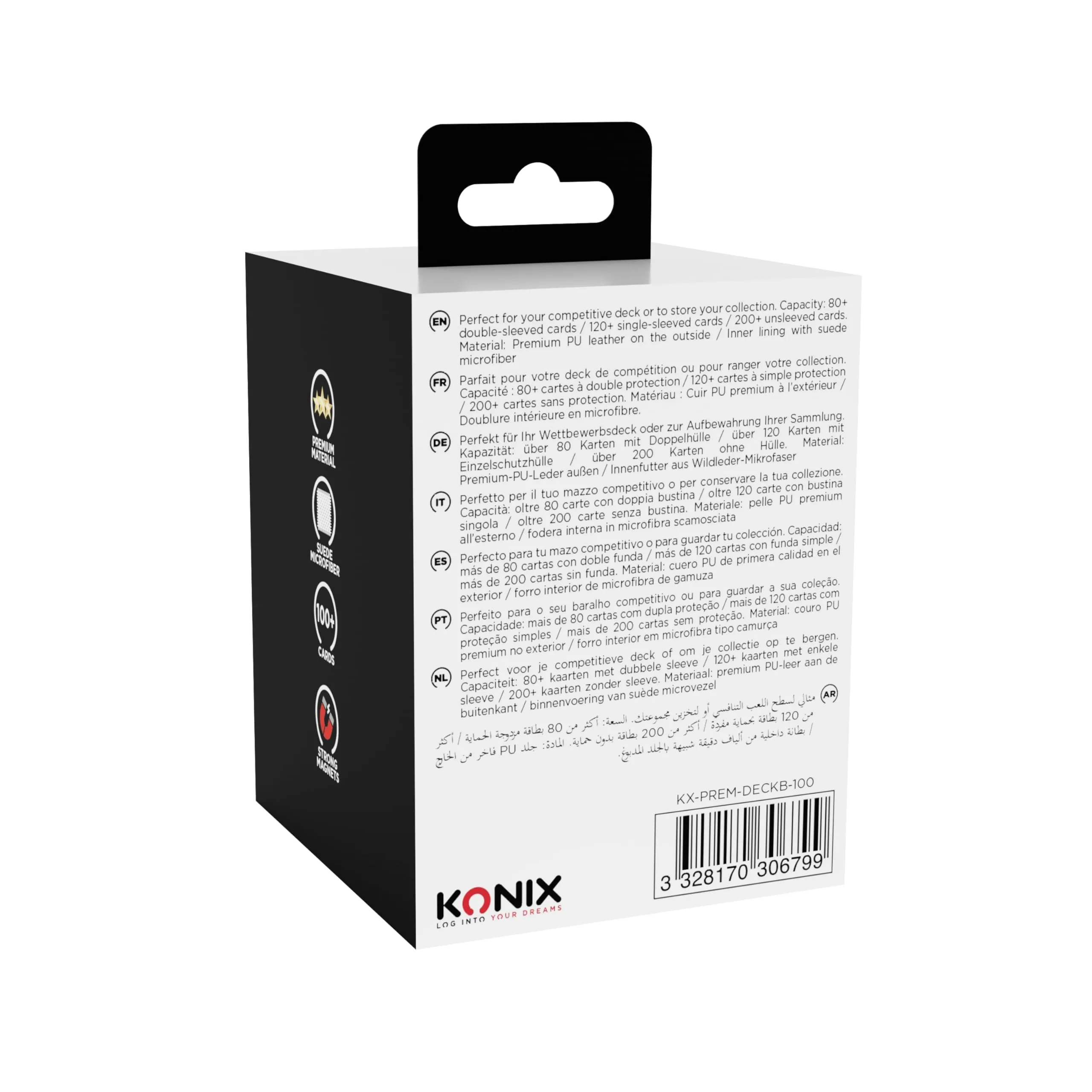Konix Scatola porta carte TCG Premium Deckbox per giochi di carte collezionabili - Formato 63 x 88 mm - Compatibile con Magic: The Gathering e Pokémon - Nero - immagine 7