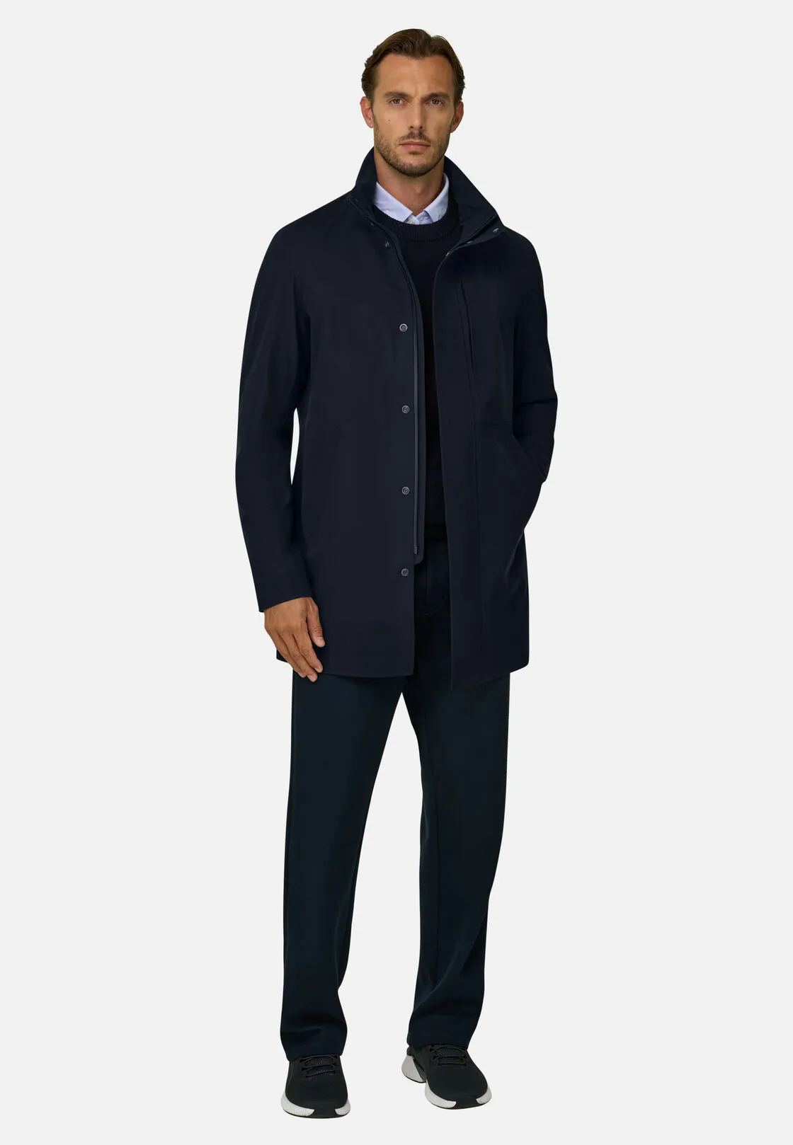 Boggi, Car Coat In Tessuto Tecnico B Tech, Uomo, Navy, Taglia: L - immagine 2