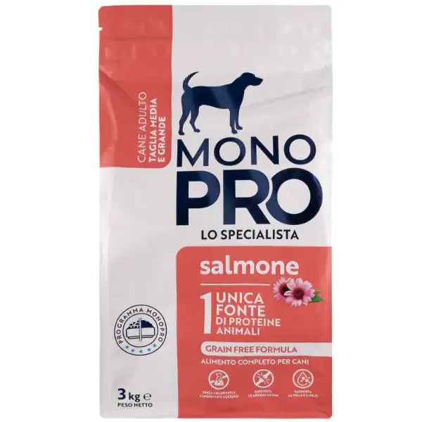 Monopro lo specialista Adult Medium/Large Grain Free Salmone 3 kg - Crocchette monoproteiche cane - immagine 1